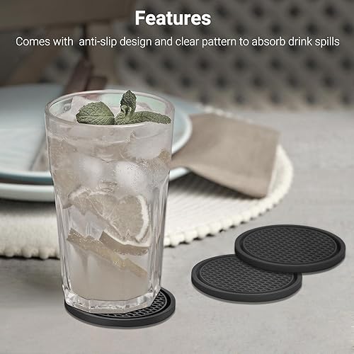 Miniatura 4 de Paquete de 4 posavasos universales oscuros para automóvil, antideslizantes, líquidos, absorbentes, para automóvil, 2.7 pulgadas