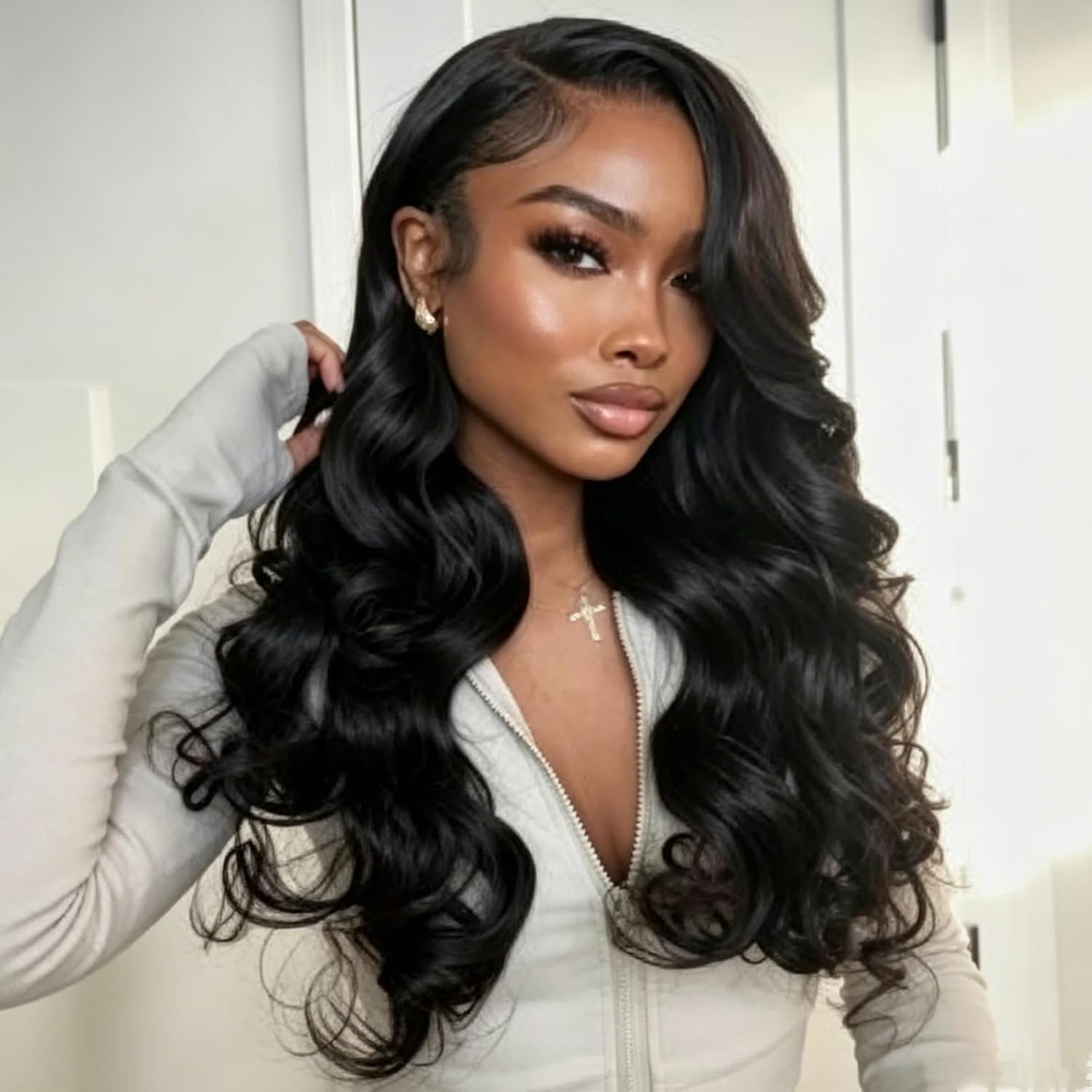 OnePart 13x4 Body Wave Lace Front Wig Human Hair 26 Inch, 180% Density HD Transparent Lace Frontal, Pre Plucked with Baby Hair, Bleached Knots, Natural Black Glueless Wig for Women