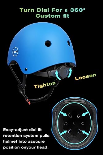 Miniatura 5 de XJD Casco de bicicleta para niños, conjunto de equipo de protección multideportivo para niños y niñas de 3-5-8-14 años con rodilleras y coderas,