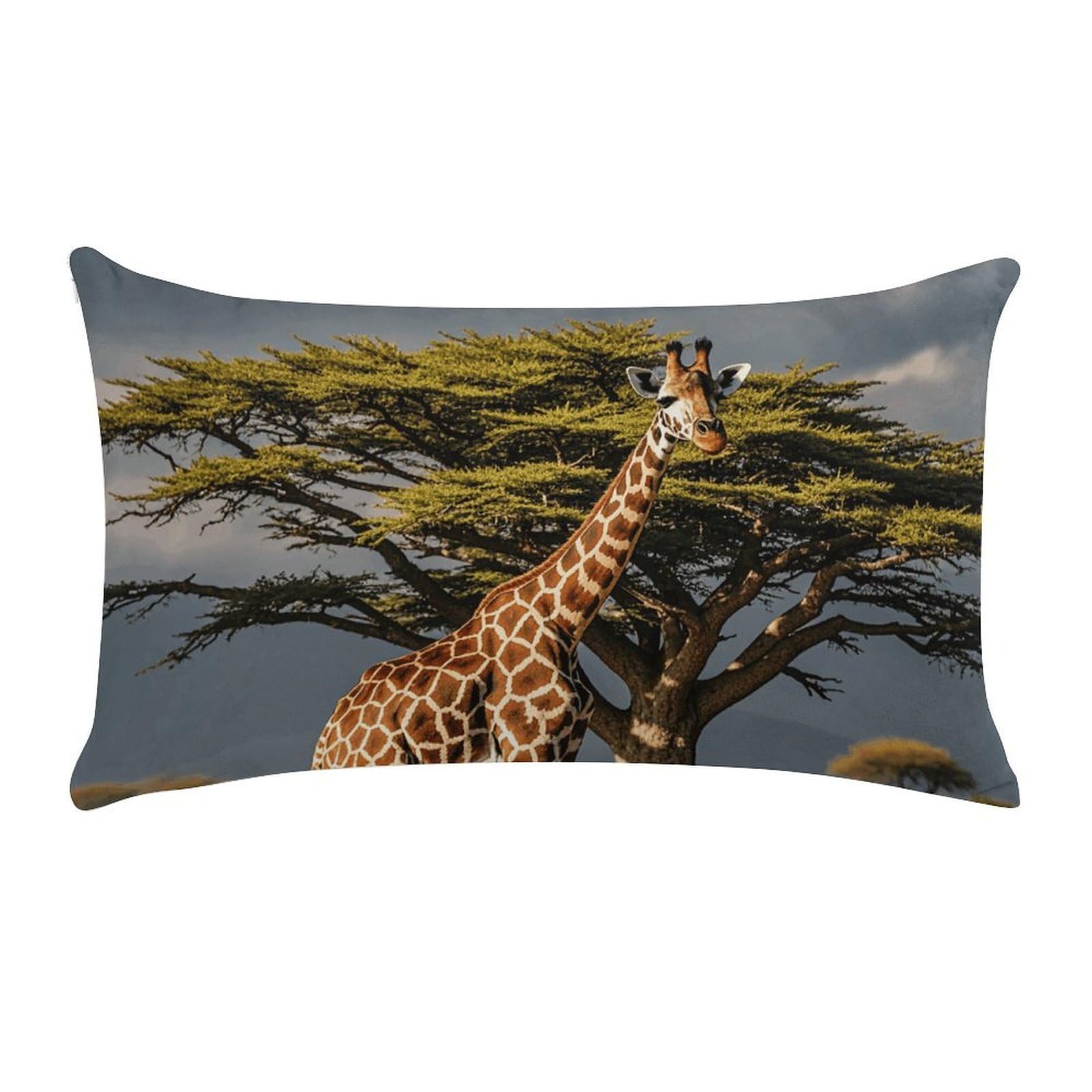 Africa Giraffe Majestic Tree Pillow Cases for Sofa, Super Soft Plush Pillow Cover with Zipper, Luxury Cozy Pillow Shams for All Seasons, Lightweight Pillowcases for Bedroom, 12" X 20"