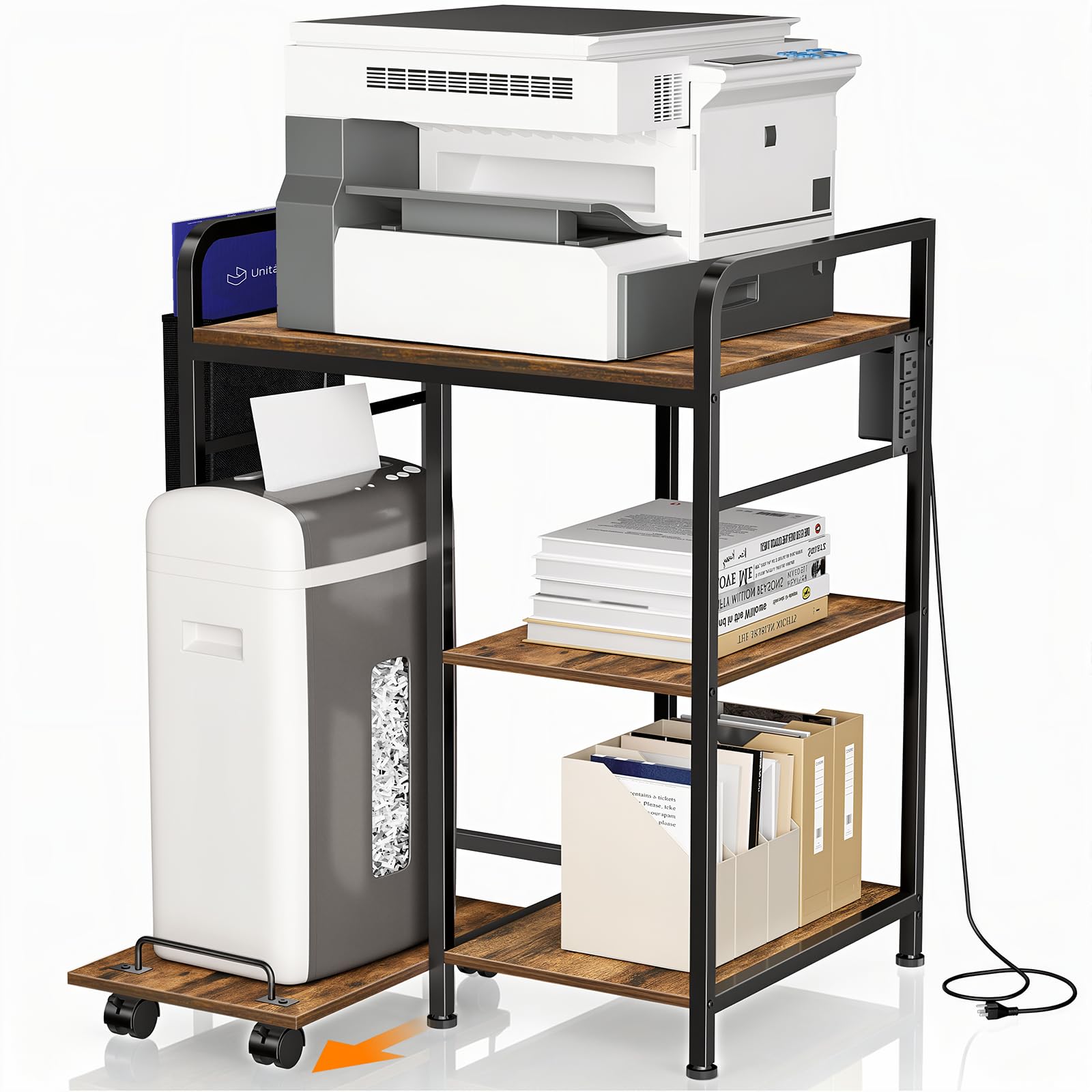 Large Printer Stand with Storage: 24x18 Inch Printer Table for Home Office