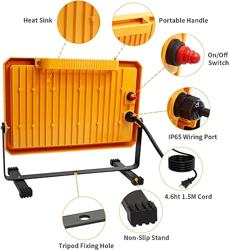 Miniatura 3 de Houselyla ECO - Luz de trabajo, 50 W, 5800 lm, 6700 K, 4.8 pies, 1.5 M, enchufe con interruptor, impermeable, luces LED portátiles para exteriores e