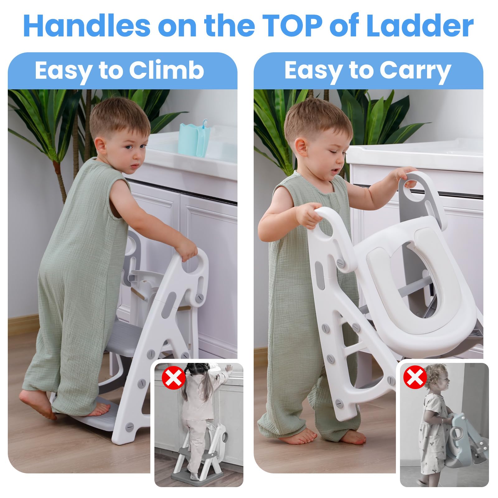 Primlect Vasino WC 2 in 1 stabile vasino con sgabello | Sedile e gradino regolabile in altezza, extra largo, tappetino antiscivolo, paraspruzzi, per bambini e bambine, colore grigio