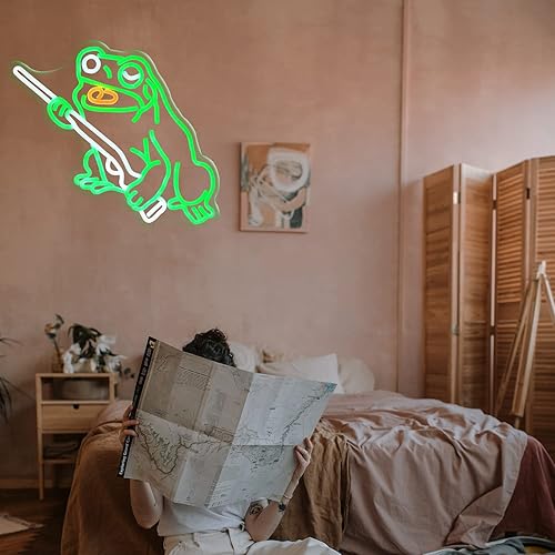 Miniatura 4 de Hippity Hoppity Get Off My Property - Letreros de neón divertidos con diseño de rana LED de no introducir, reglas de advertencia, luces de neón en