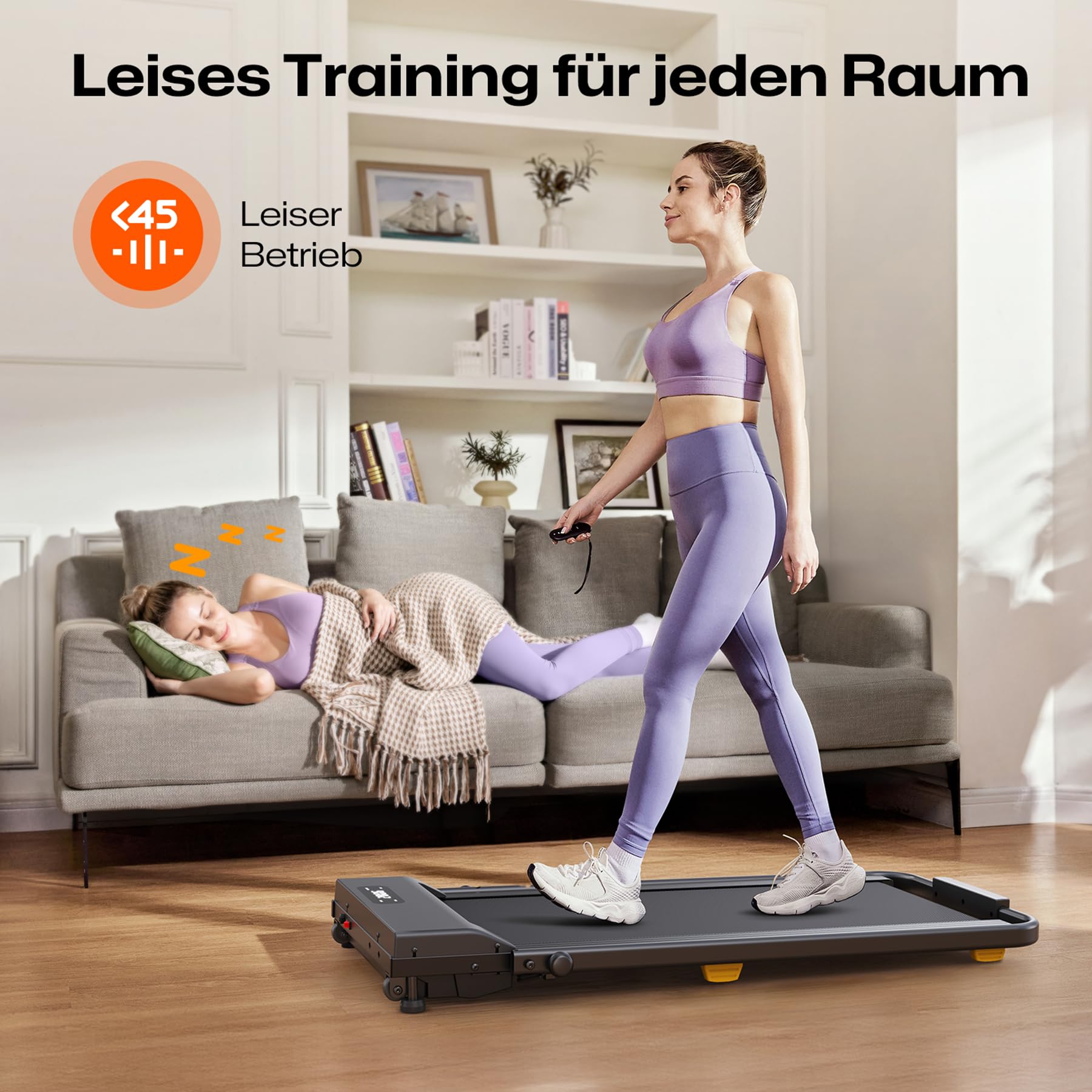 UREVO Tapis de marche avec inclinaison de 9 %, tapis de course silencieux avec absorption des chocs à six points, 2,5 chevaux de puissance pour la maison/le bureau, télécommande, pas de montage