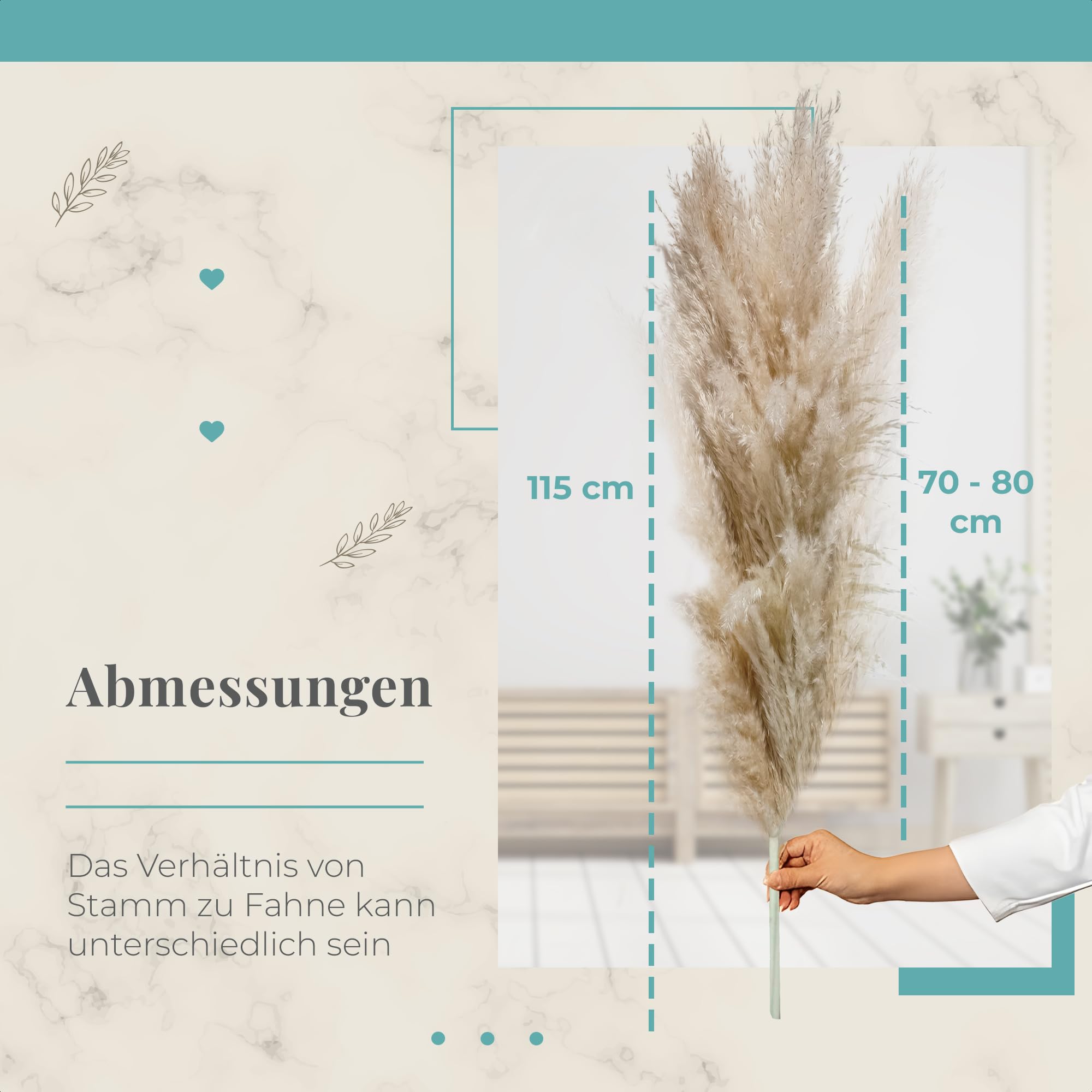 Sunnytree Herbe de la Pampa Décorative - Lot de 5 Tiges 115 cm - Plumes Longues Séchées pour Salon et Événements