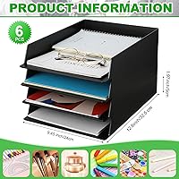 Vista 2 de Wenqik 6 bandejas de papel apilables rectangulares de plástico para escritorio, organizador de archivos de documentos, cartas de almacenamiento