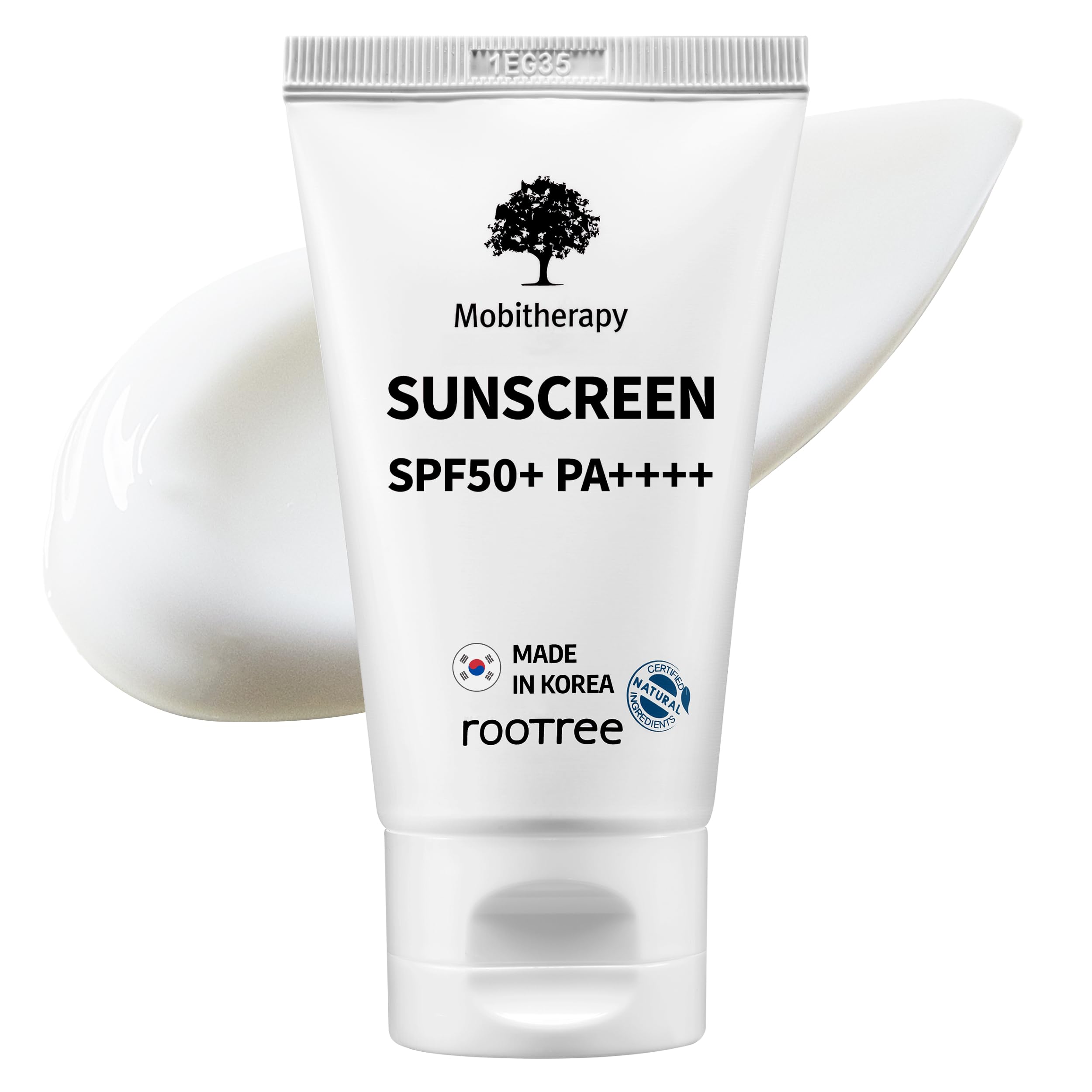 rootreeMobitherapy UV Sun Shield 60g - Korean Skincare, Moistruising Sunscreen SPF 50, Intense Hydration, UV Protection, Anti Aging and Anti Wrinkle, Skin Brightening, Vegan & Cruelty Free