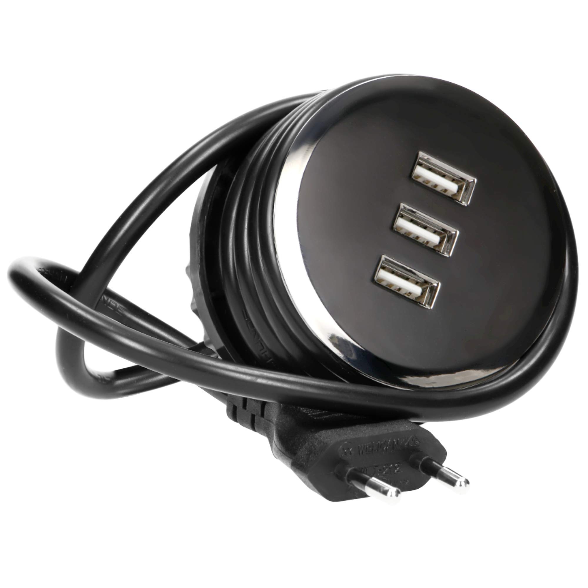 Orno OR-GM-9013/B - Hub USB con 3 Puertos USB para Carga por Cable, Color Negro