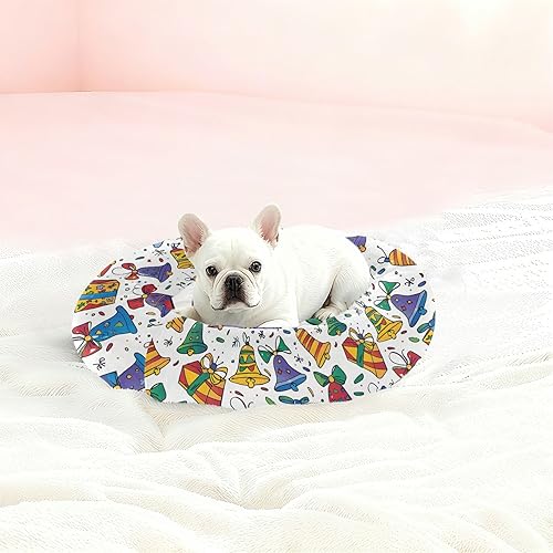 Miniatura 2 de KLL Colorful Bells Gifts Santa Christmas Donut Cuddler Pet Cat Bed fluffier Cat Pillow Bed for Medium Size Pets Sleeping Camas para mascotas Grandes