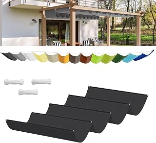 Einziehbar Welle Sonnensegel 200x400cm Anthrazit (BxL), Verstellbar Schattenabdeckung,Sonnenschutz Wasserdicht Outdoor Pergola UV-beständig Markise,Anwendbar auf Garten Balkon Terrasse