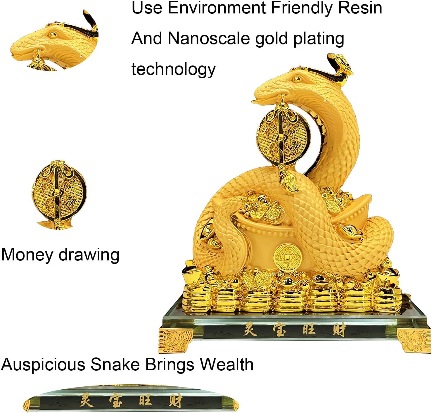 Statuette da collezione in resina dorata Feng Shui del Feng Shui 2025, decorazione per fortuna e ricchezza, perfette per la casa o l'ufficio