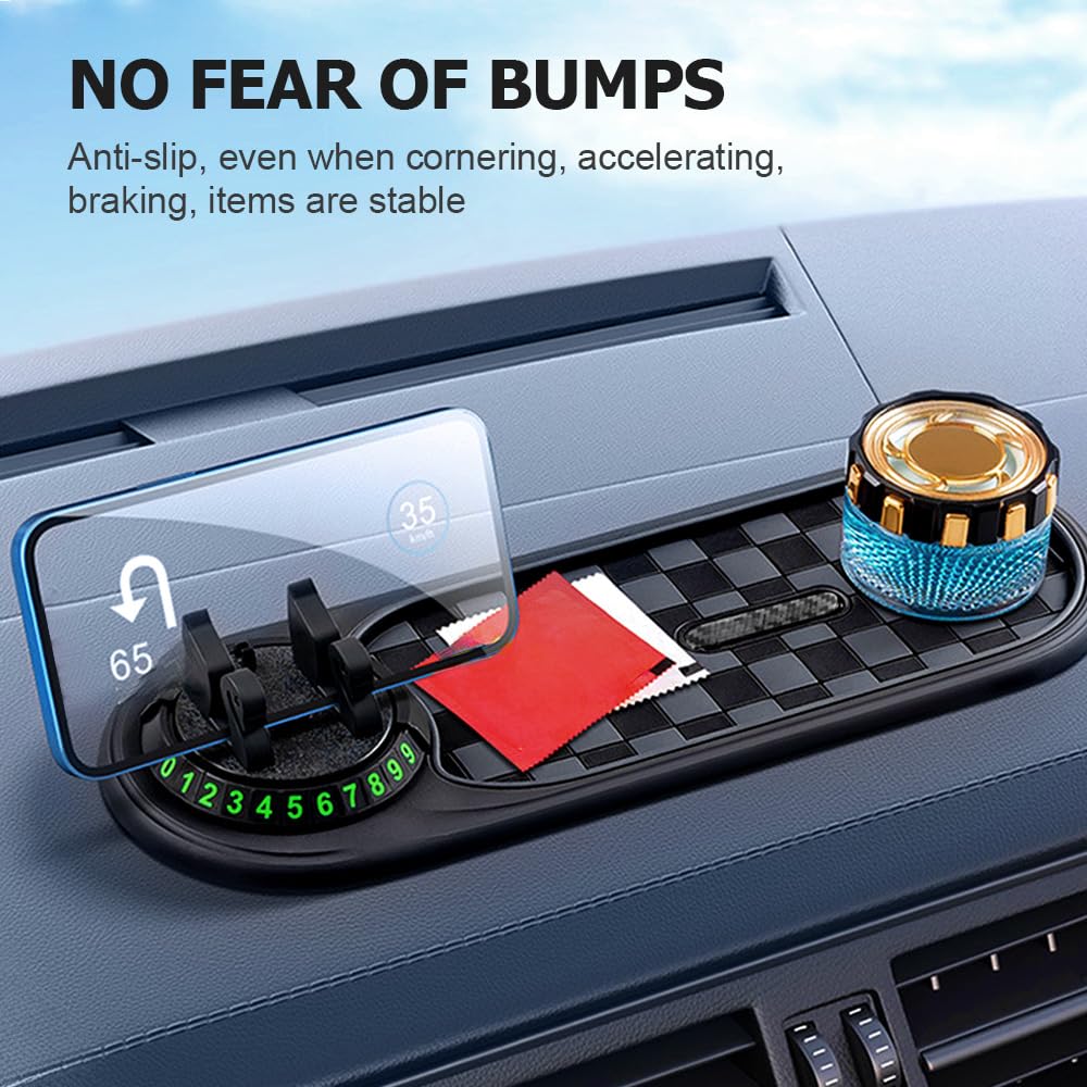 Multifunctional Vehicle-Mounted Anti-Slip Mat Slip Mat Auto Universal Phone Holder Rotatable Car Phone Holder Dashboard Mat Large Storage — view 6