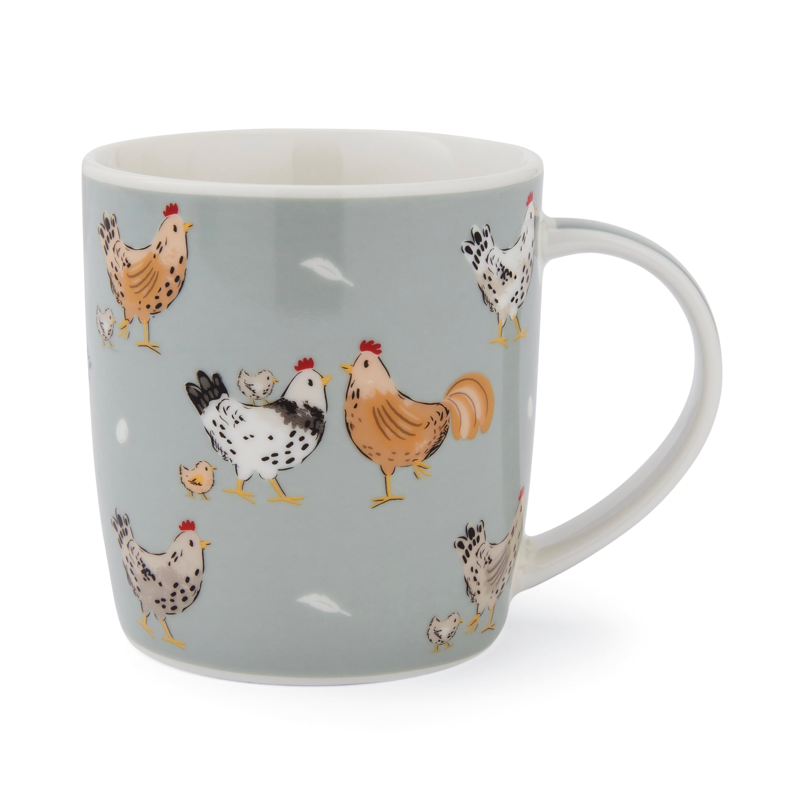 Cooksmart Hen House Lane Barrel Mug | Rustic Farmhouse New Bone China Mug | Charming Hen & Farm Print | Durable & Stylish Everyday Mugs | 380ml Capacity | Dishwasher & Microwave Safe