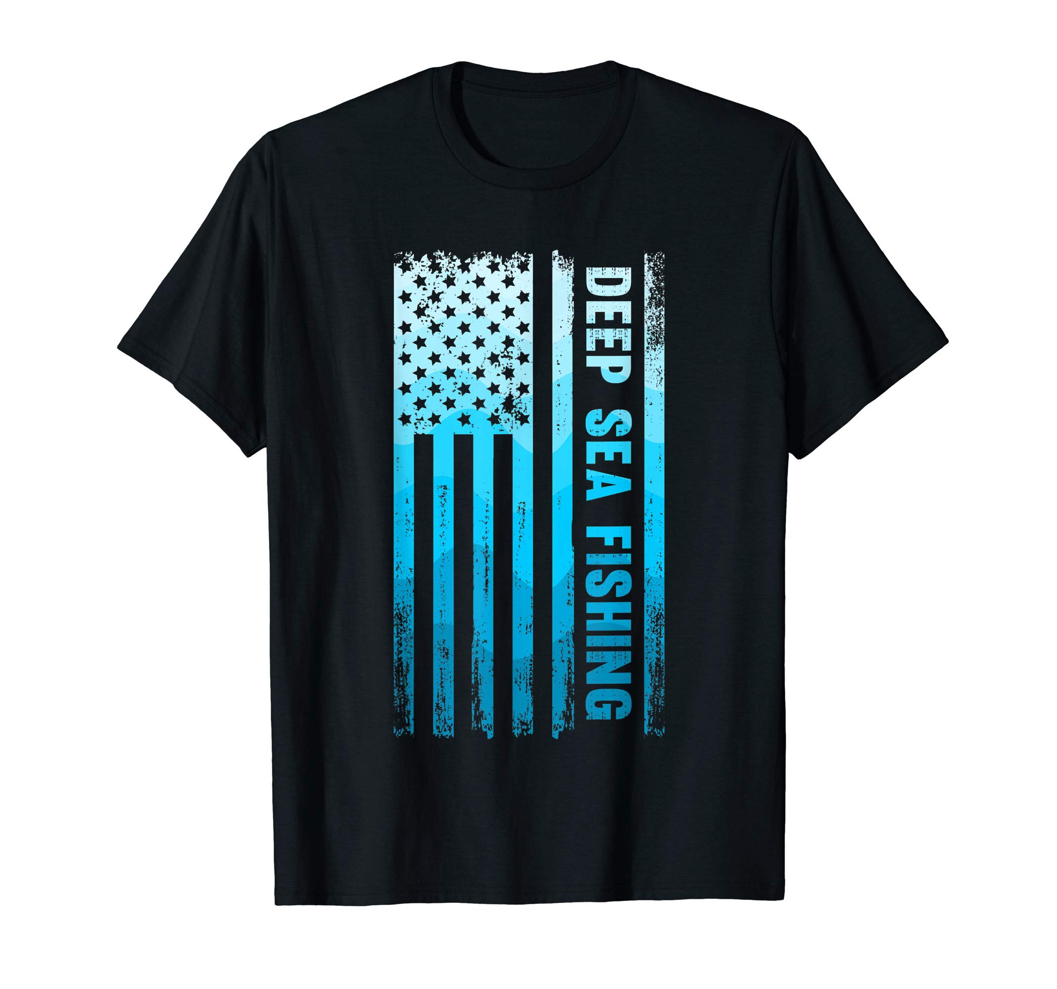 Deep Sea Fishing USA Flag Deep Sea Fishing Rod Man Saltwater T-Shirt