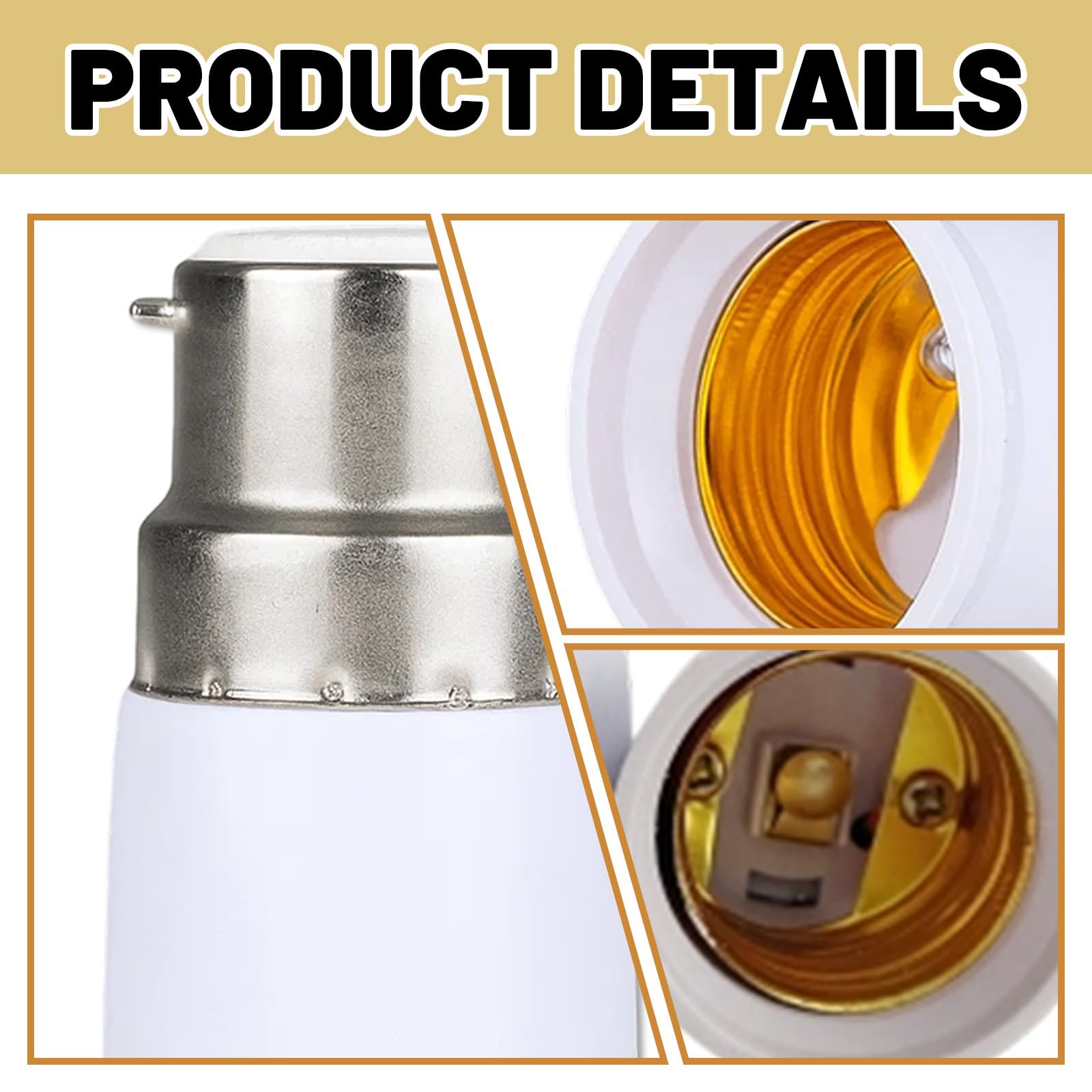 ZKFSIE 10 Pcs B22 to E27 Adapter - Bayonet to Screw Bulb Converter - Light Bulb Adapter for LED/CFL/Halogen Bulbs - Ceiling Fan & Lamp Socket Converter - Indoor Use Only - Image 3