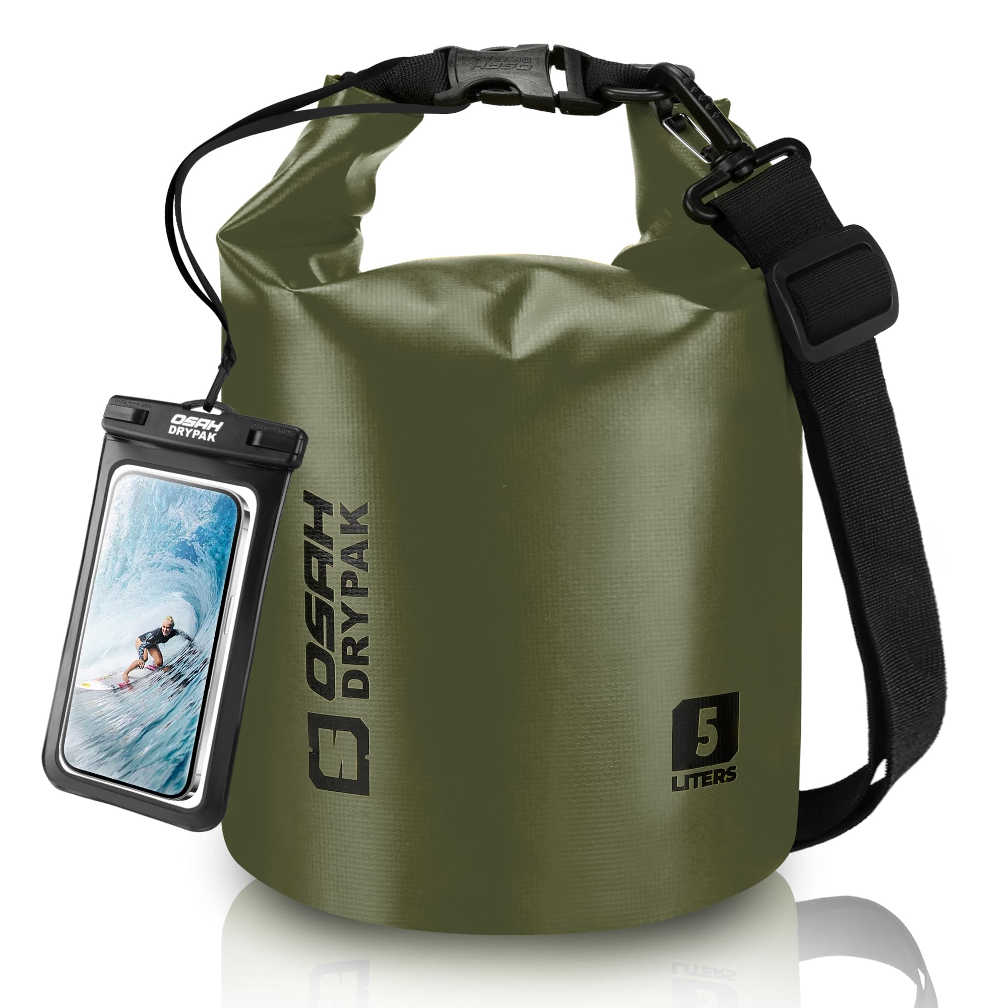 OSAH DRYPAK Dry Bag wasserdichte Tasche 5L/10L/20L/30L/40L Drybag Rucksack Wasserdicht Beutel mit Schultergurt und Wasserfester Handyhülle für Wassersport, Kajakfahren, Bootfahren, Camping