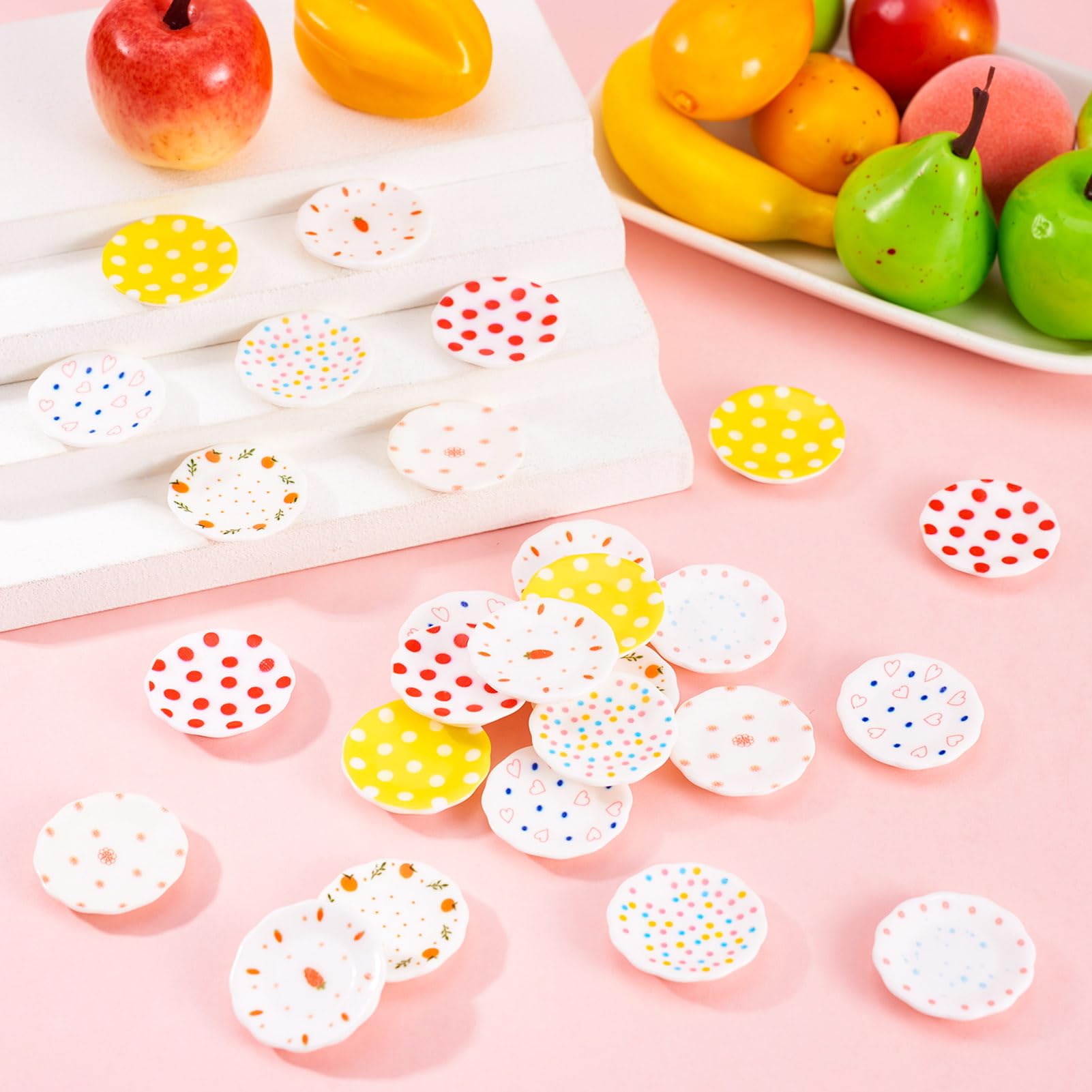 10pcs Mini Food Plates For Dollhouse - ABS Small Tableware For DIY Miniature Scenes