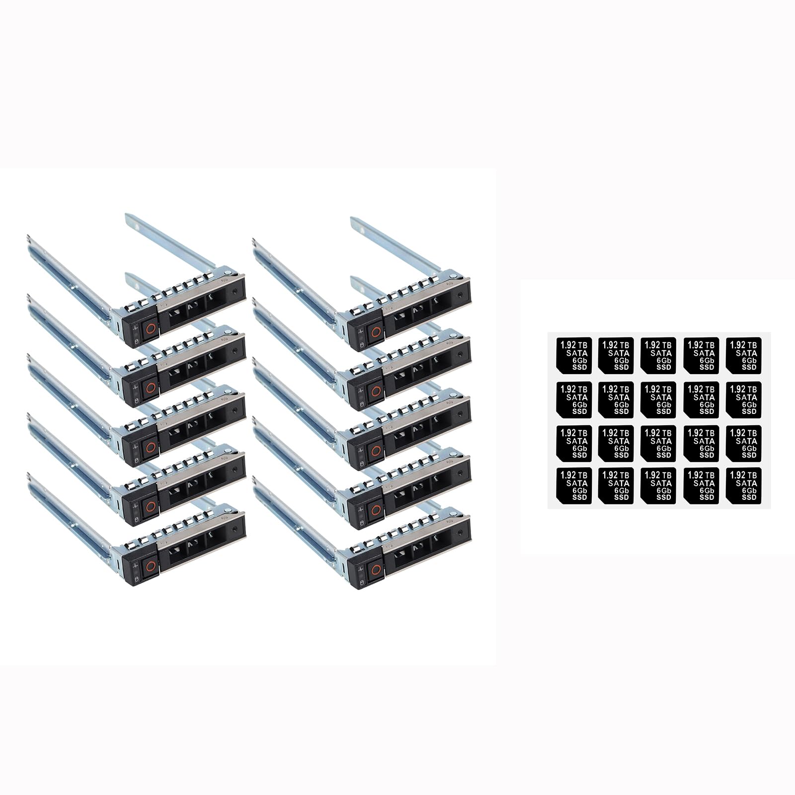 10-Pack Hard Drive Tray Caddy 2.5" DXD9H 0DXD9H with 20PCS Capacity Sticker Label