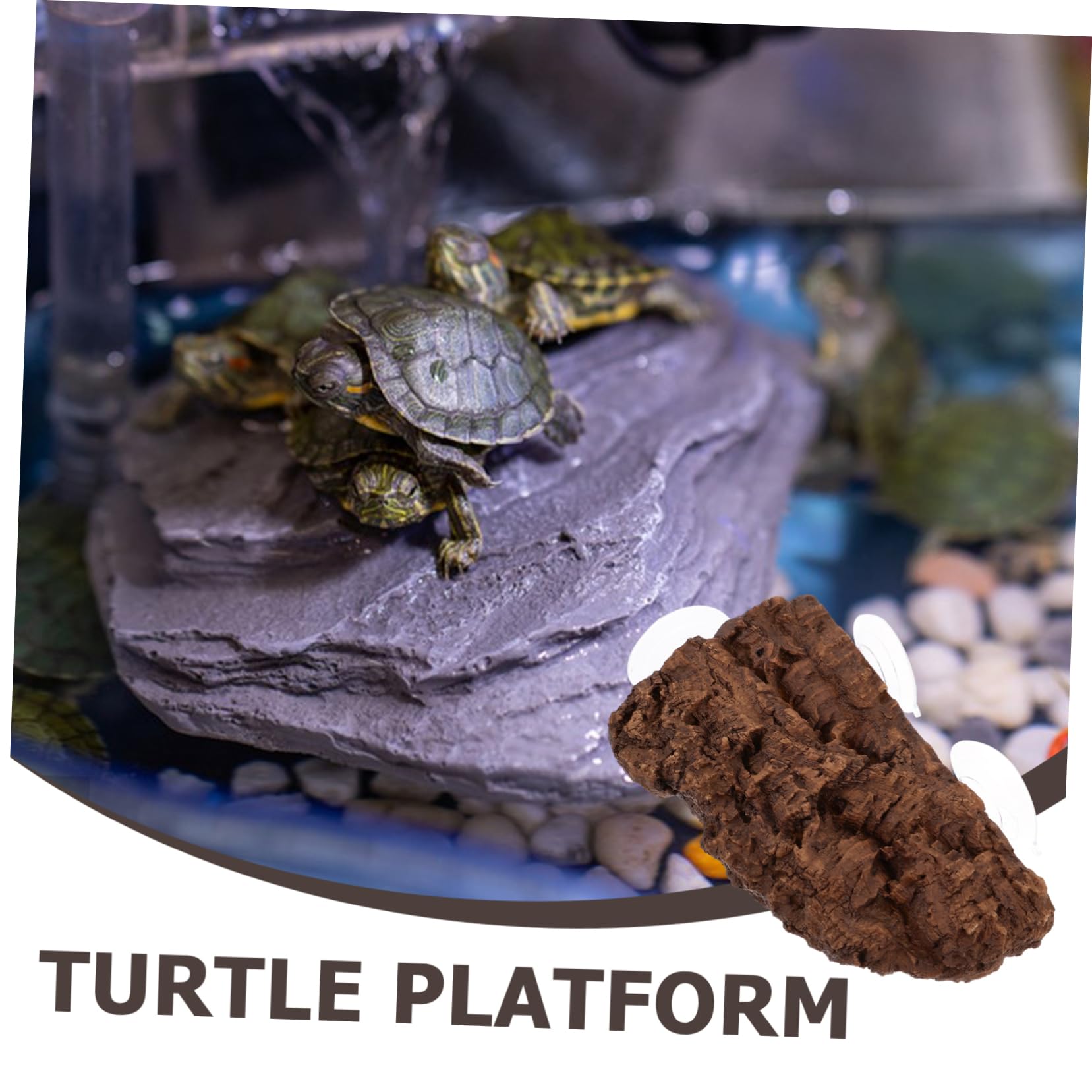 Happyyami Plataforma de Resina para Tortugas, Rampa para Bañarse para Terrario, Adorno de Acuario para Reptiles