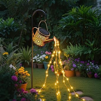 Solar Watering Can Lights Outdoor Garden Ornaments, Gifts for Women Mom [Energy Class A+]