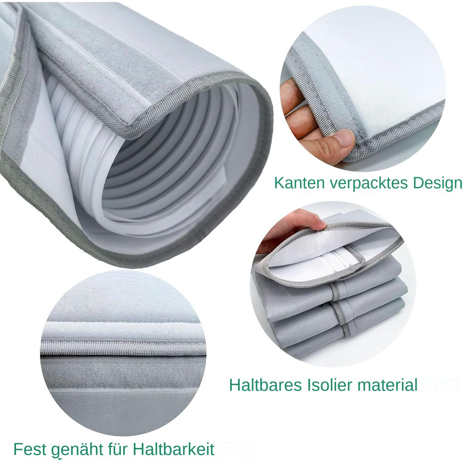 Tragbare AC Schlauchhülle Für 15/12.7cm Rohre - Flexible Isolierhülle Mit Staubschutz Für Wandventile/Dächer - Schnellinstalliert Ohne Werkzeuge (320g Polyester)