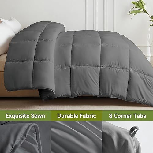 Miniatura 10 de L LOVSOUL Edredón alternativo de plumón Queen para todas las estaciones, con pestañas en las esquinas, edredón rosa claro, tamaño Queen de 90 x 90