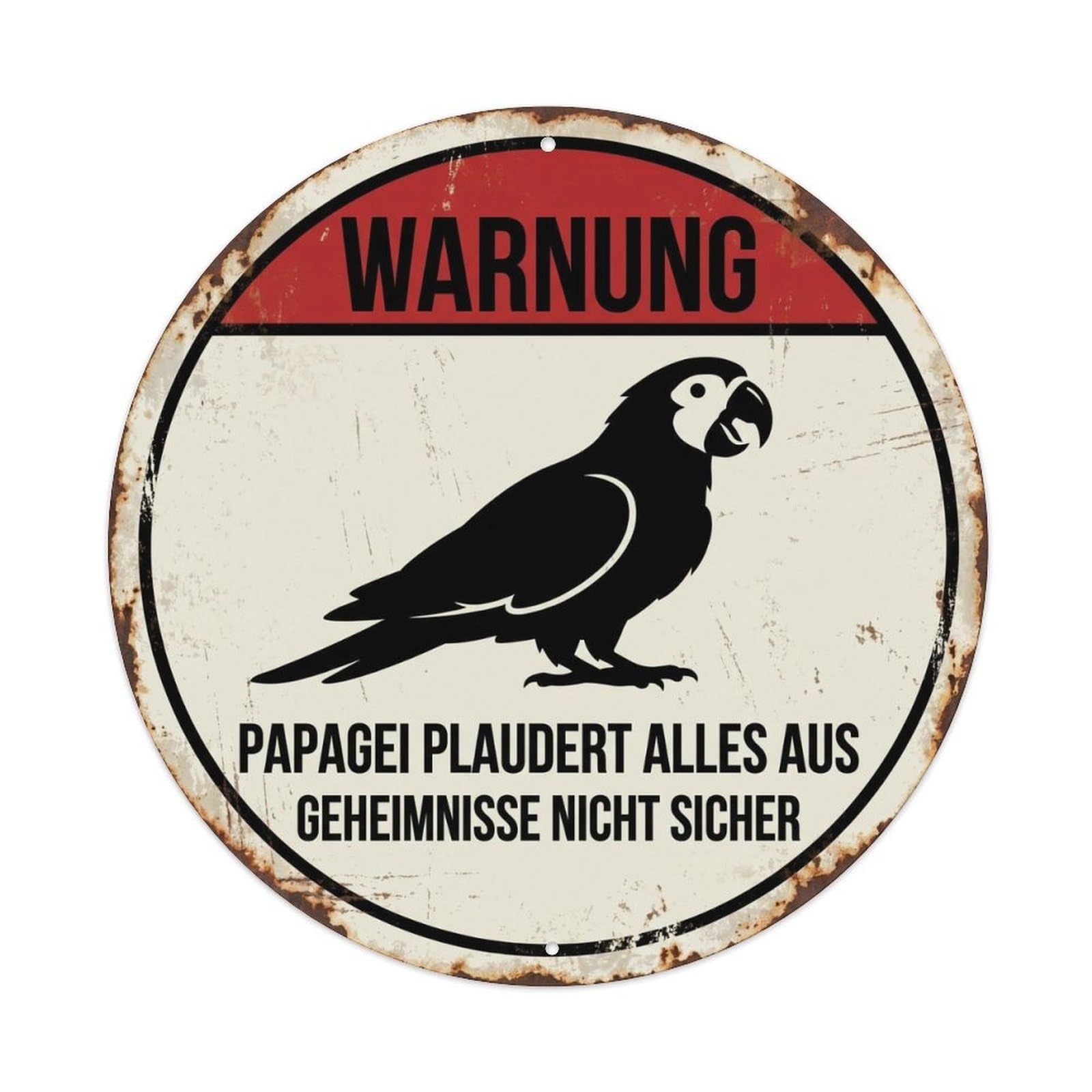 Fqcyn Style Sassy Parrot Gossip Spreader Metal Tin Sign Plaque Wall Decor For Cafe, Club Bar, Office, Home Garden Round Metal Poster 8X8inch