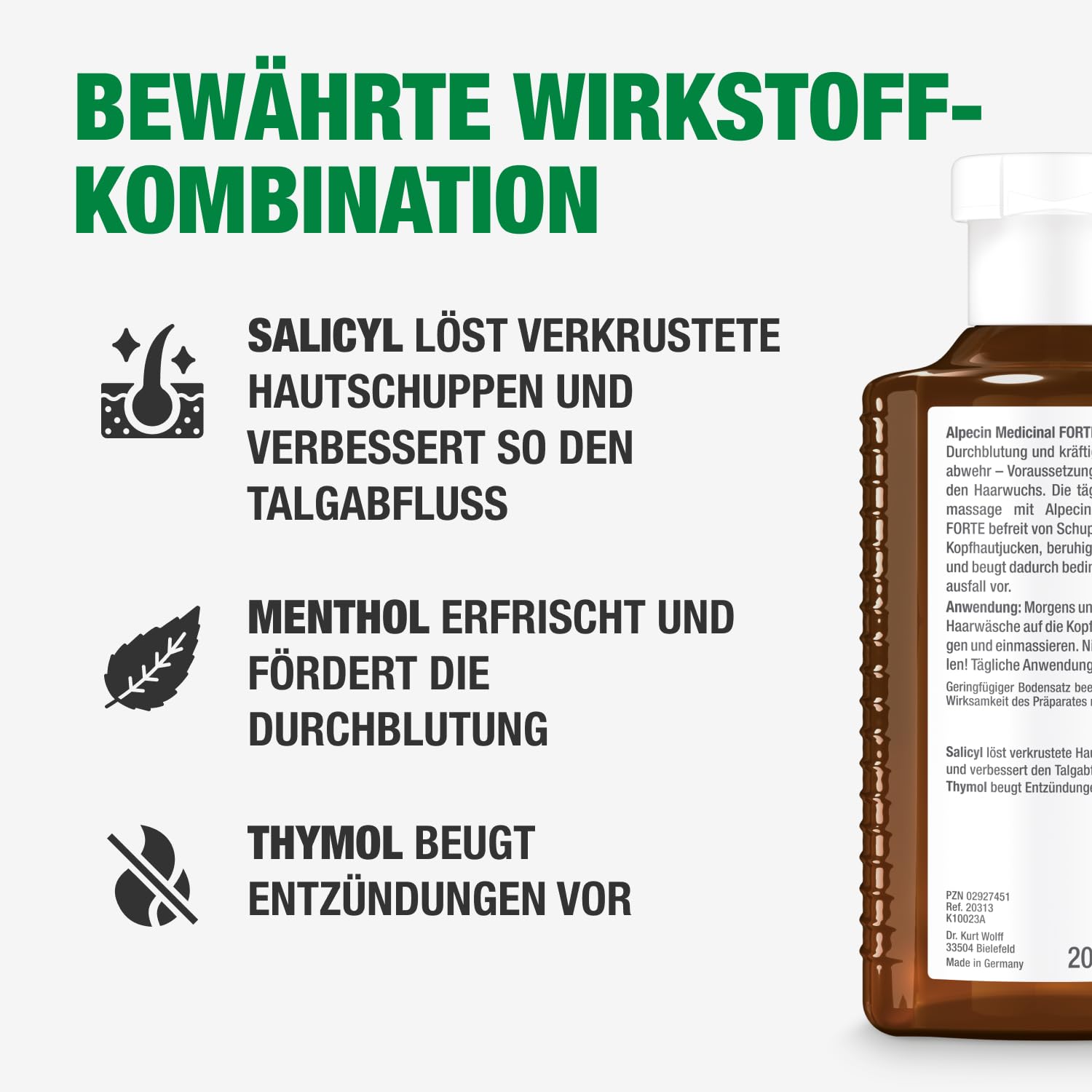 Alpecin Medicinal FORTE Tonikum - 3 x 200 ml - Wirksam gegen Schuppen und Haarausfall, Lindert Kopfhautjucken, Beruhigt Irritationen, Ideal bei fettigem Haar, mit Salicylsäure und