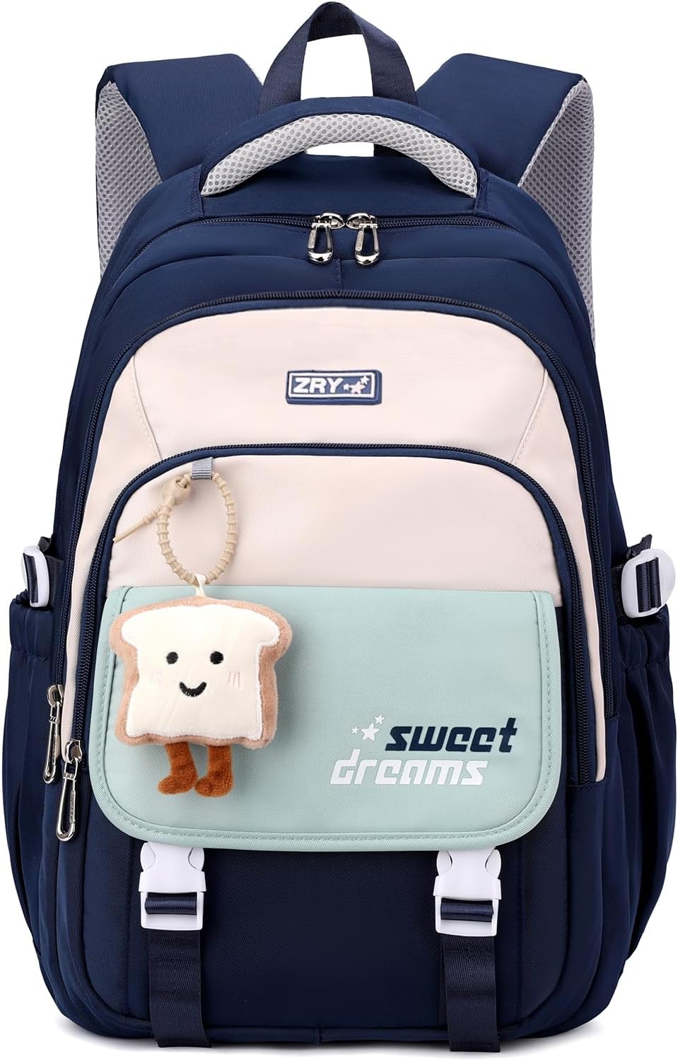 Amythe School Backpack Teenager - 36L School Bag for Girls from 5th Grade Large Backpack for Middle and High School Casual Children's Backpack with Cute Pendant and Trolley Strap Blue