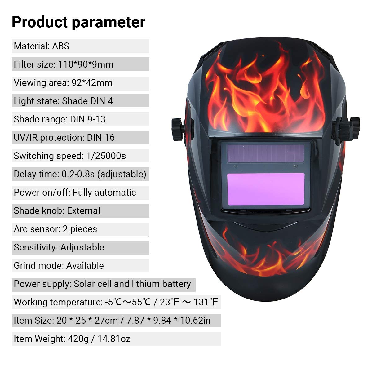 Máscara de soldadura,Casco de soldadura,Máscara de soldador,Casco de soldadura Casco de soldadura Casco protector de oscurecimiento automático con energía solar Máscara de soldadura Escudo con modo de
