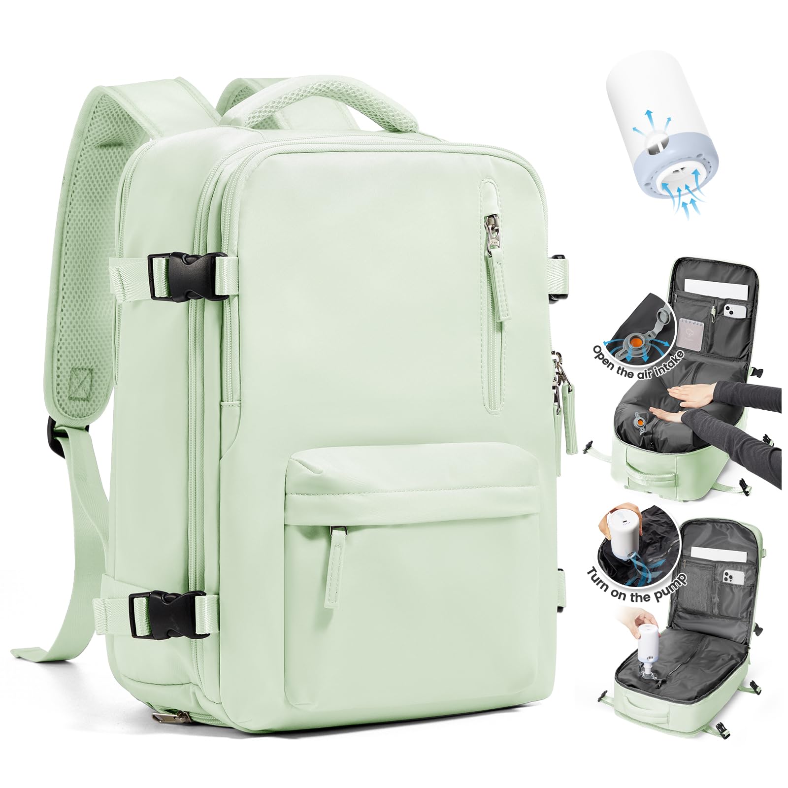 SZLX Zaino Ryanair 40x30x20 Sottovuoto con pompa Zaino Ryanair 40x20x25 Sottovuoto Bagaglio a Mano 40x30x20 Wizzair Zaino da Viaggio 45x36x20 Easyjet Donna Zaino Casual Laptop 14 Pollici Impermeabile