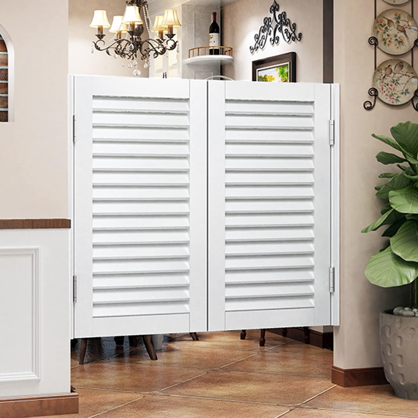 Solid Wood Saloon Swing Door with Auto Close, Double Action Stainless Steel Hinges, Perfect for Café, Bar, Kitchen – Indoor Half Waist Design