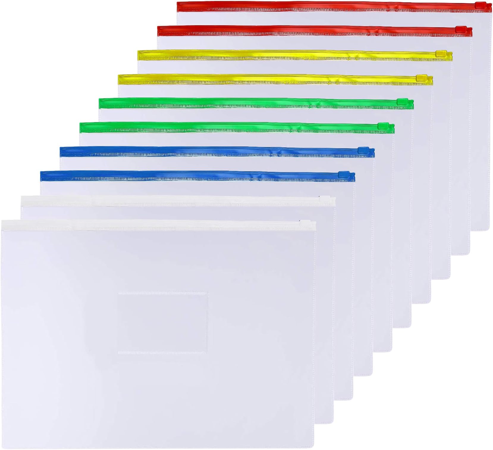 EsOfficce Zipper File Bags, Zipper Envelope, Letter Size A4 File Bag, Zipper Envelop for Paper,Document, Bill, Pen, Memo, Notes, Assorted Color, 10 Pcs/Pack