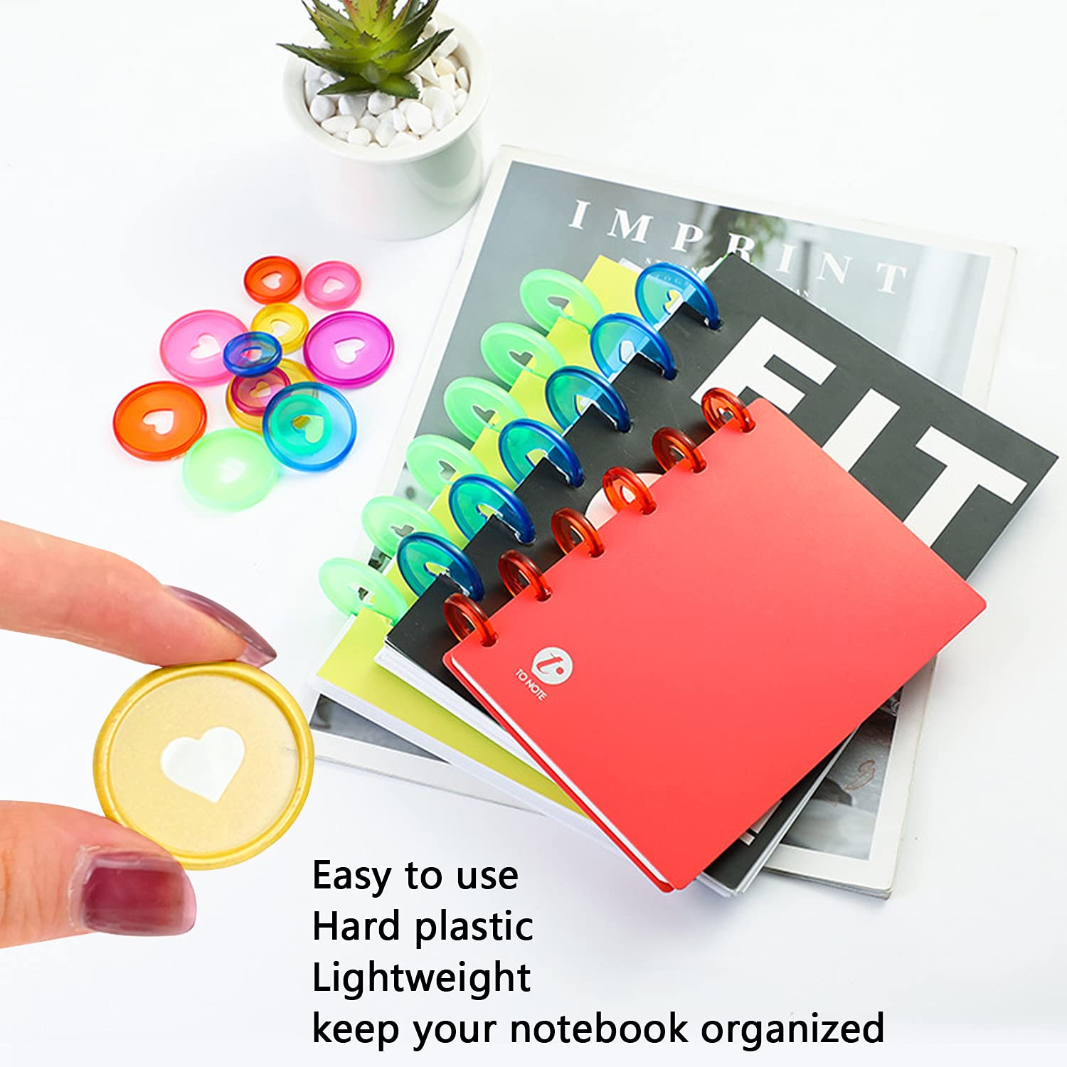 Plastic Rings Haploon 104 Pieces Mini Plastic Book Binding Discs 8 Colors Discbound Notebook