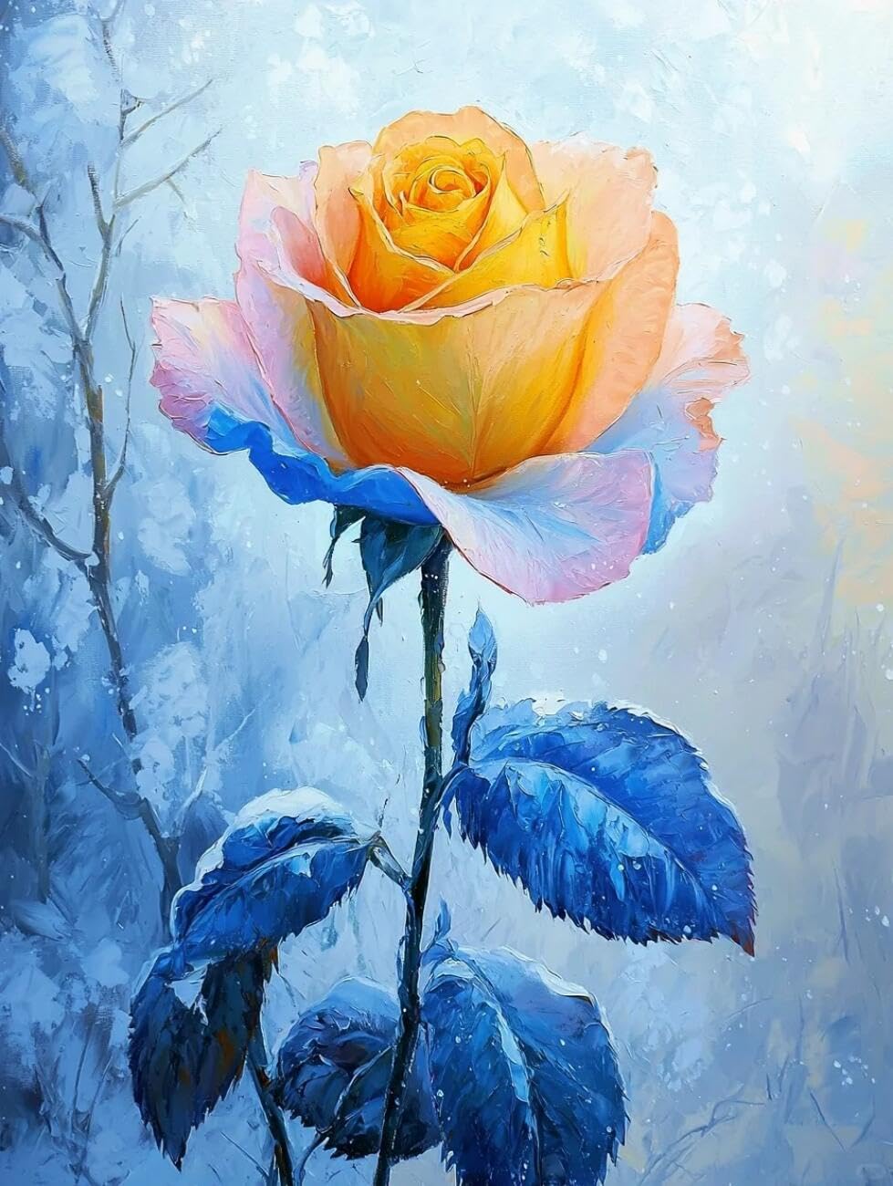 Henypt Cross Stitch Kit Fantasy Rose Flowers DIY Needlepoint Set for Adults Beginners with Accessories Handmade DIY/Gifts 14CT 30x40cm