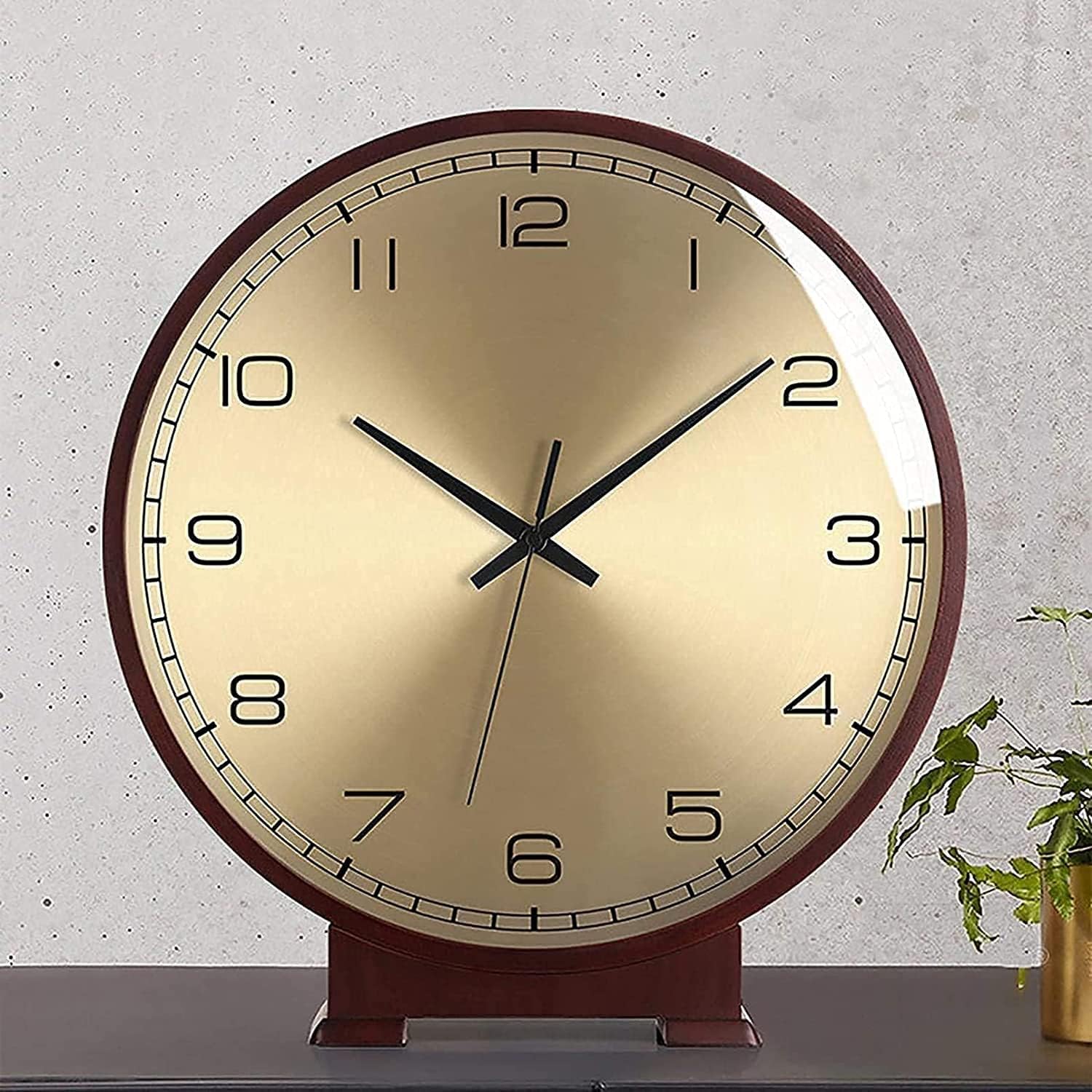 Mantel Clock, 10 Inch Silent Mantle Clock Battery Operated Vintage Solid Wood Mantel Clocks for Living Room Decor Silent Wood Table Clock