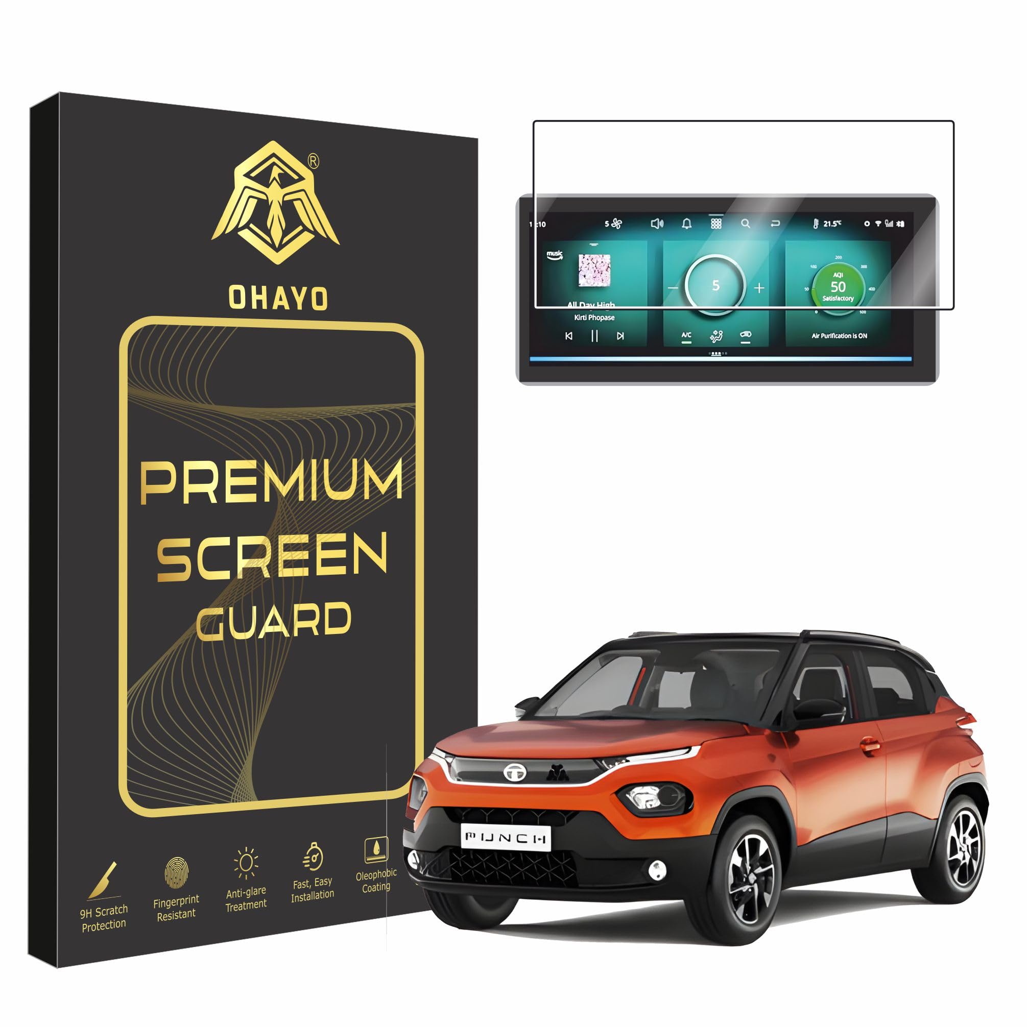 OHAYO 9H Hard Screen Protector for Tata Punch 2026 (2024–Present) 10.25 Inch Infotainment Touchscreen Display Protection Film | Compatible with Adventure, Adventure S, Adventure+ S, Accomplished+, Accomplished Plus S | HD Clear Anti-Scratch, Water Resistant, High Touch Sensitivity Car Stereo Screen Guard | Not Tempered Glass-image-35
