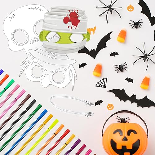 Miniatura 5 de Juego de 16 máscaras de animales DIY, máscara para colorear de gato, máscara de fiesta de gato con 24 piezas de bolígrafo de acuarela, máscara en