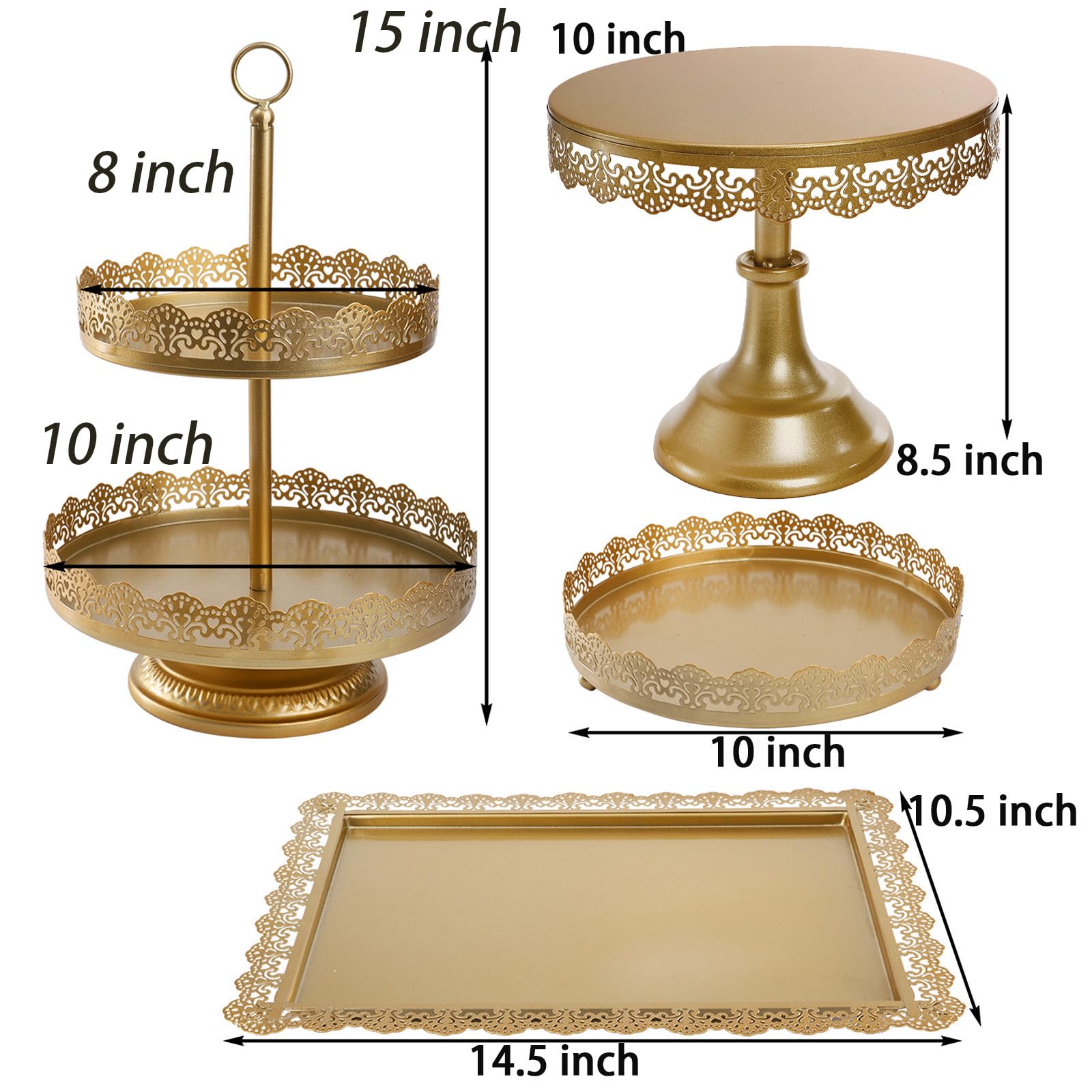 TOPZEA Juego de 4 soportes para tartas, soporte de metal para magdalenas, postre, decoración de torre para servir o servir de plato de dulces, platos para baby shower, boda, cumpleaños, celebración,