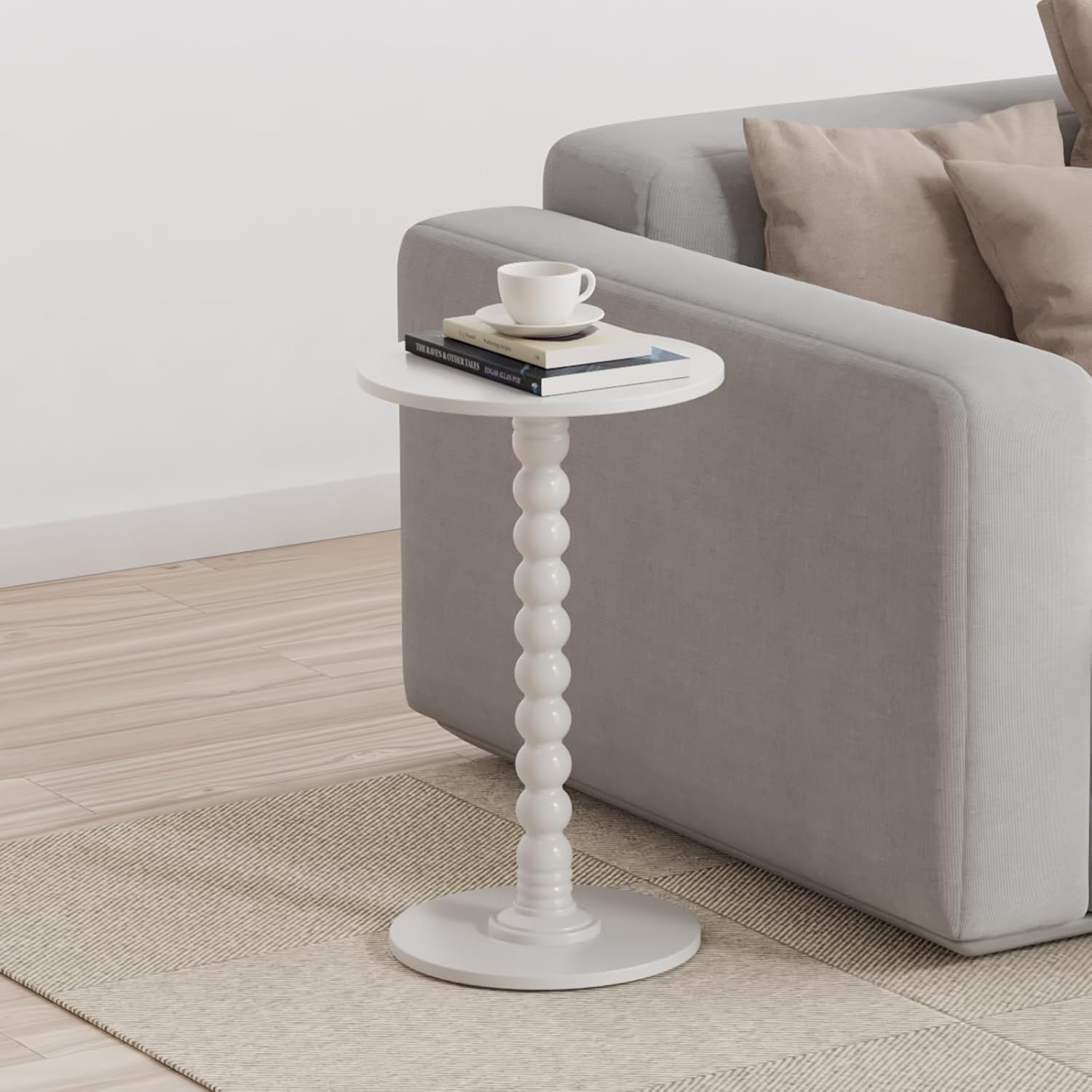 Drink Table, Drink Tables for Small Spaces, Modern Accent Nightstand with Solid Wood Leg for Living Room, Bedroom, Bathroom (1, Rustic Walnut)