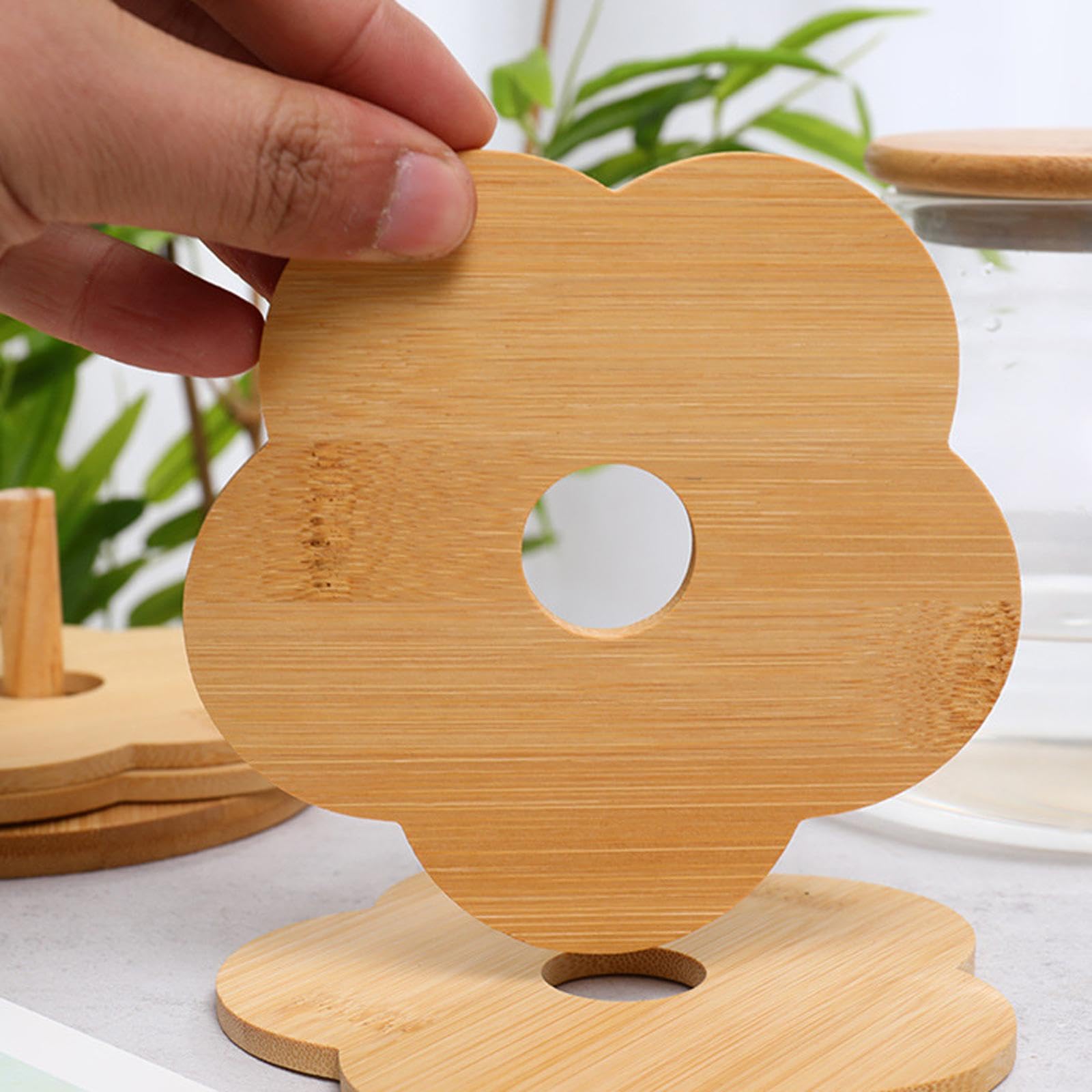 Coffee Table Coasters with Holder Rustic Cup Pads for Indoor Outdoor Hot Pot 8pcs and 12cm-image-44