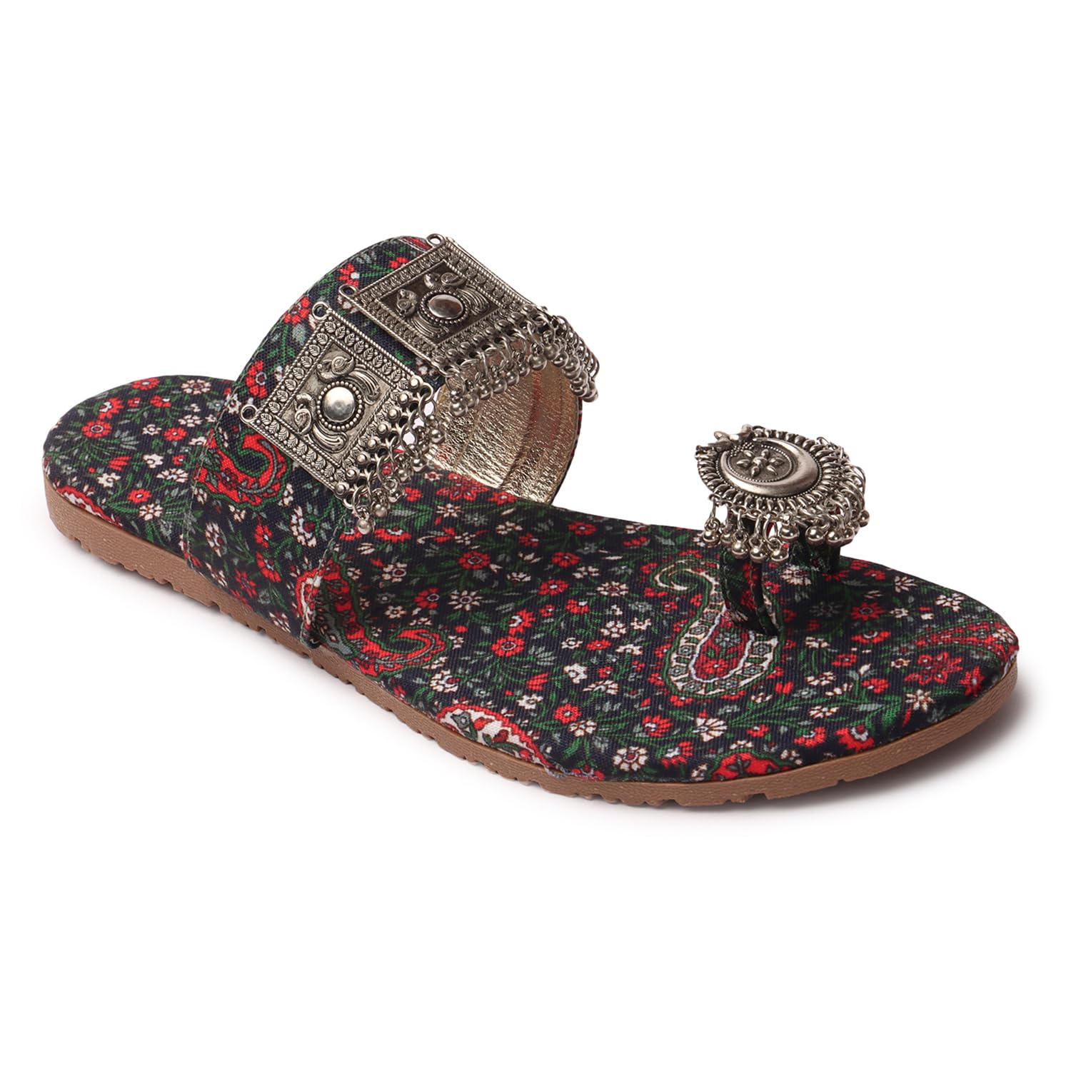 Kkf Footwear Womens Rajasthani Kolhapuri Jaipuri Work Flat Sandals Ethnic Chappals (Blue, 6 Uk) (B0CPF1ZJYW) Amazon Price History, Amazon Price Tracker