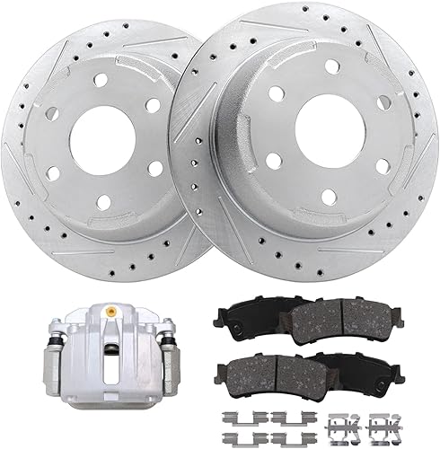 Miniatura 12 de Detroit Axle - Kit de freno delantero para Ford Explorer Mercury Mountaineer 2002-2005 Bujes de rodamiento de rueda perforados y ranurados rotores