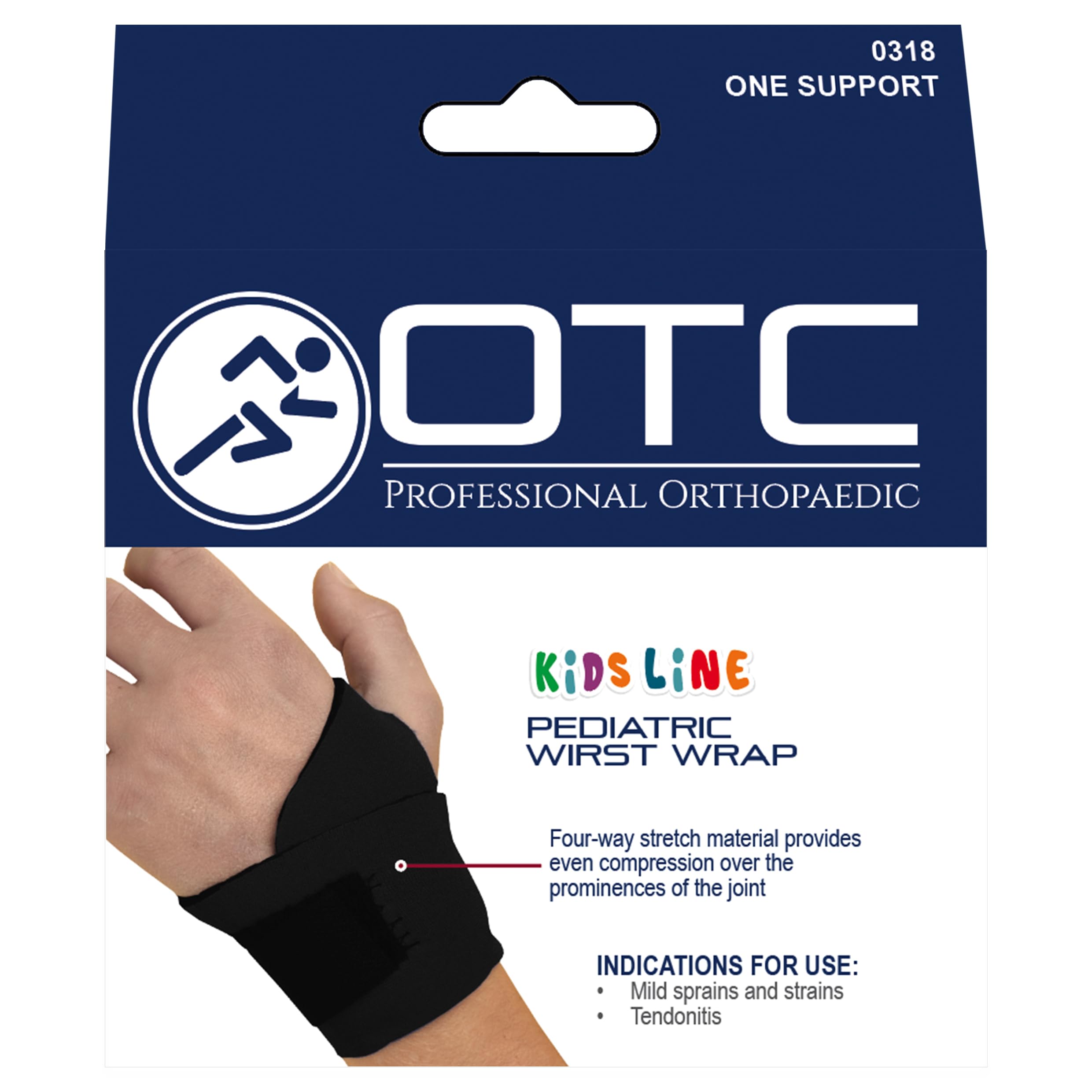 OTC Kidsline Wrist Wrap, Compression Support, Reversible, Adjustable