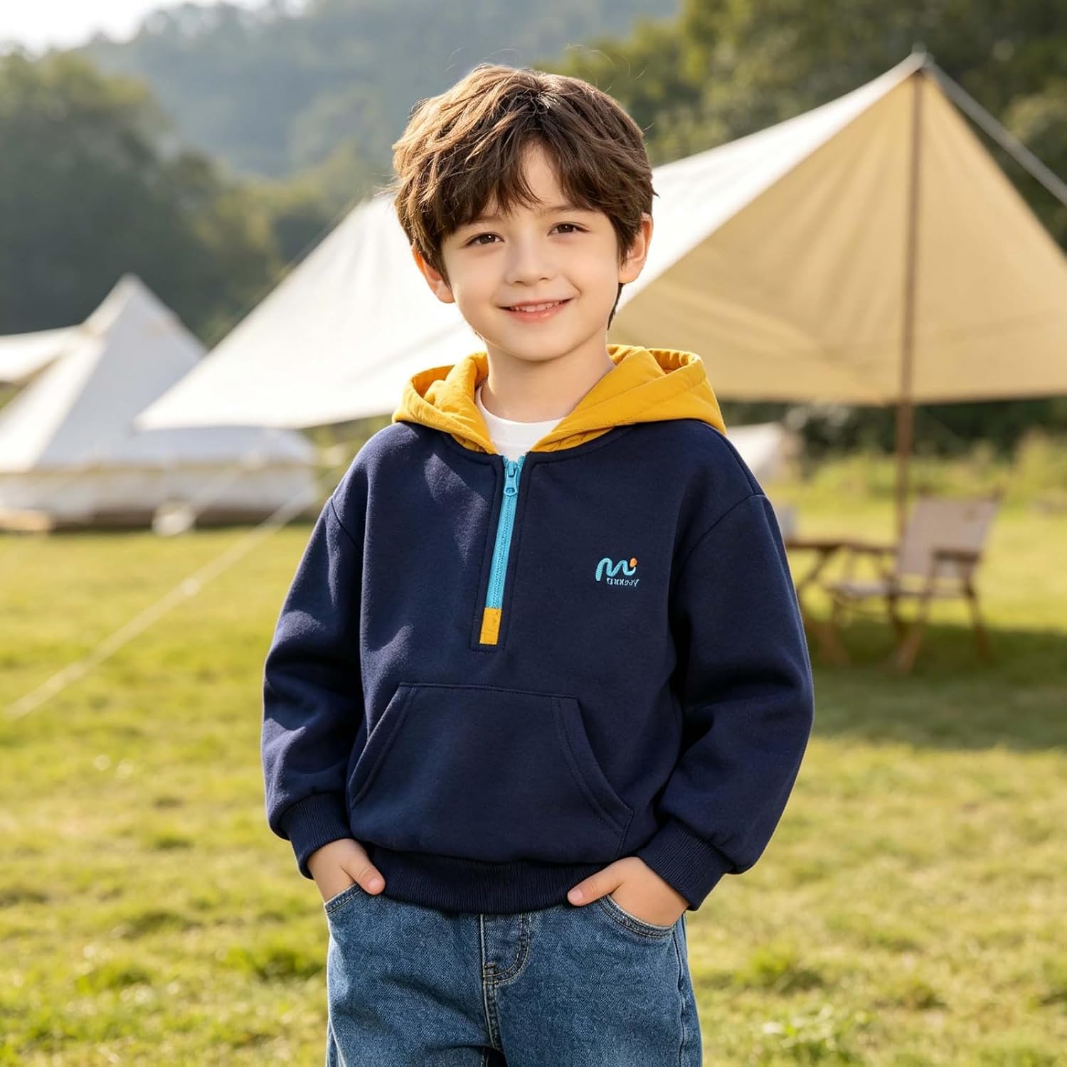 Boys Toddler Half Zip Hoodie Fleece Pullover Winter Top