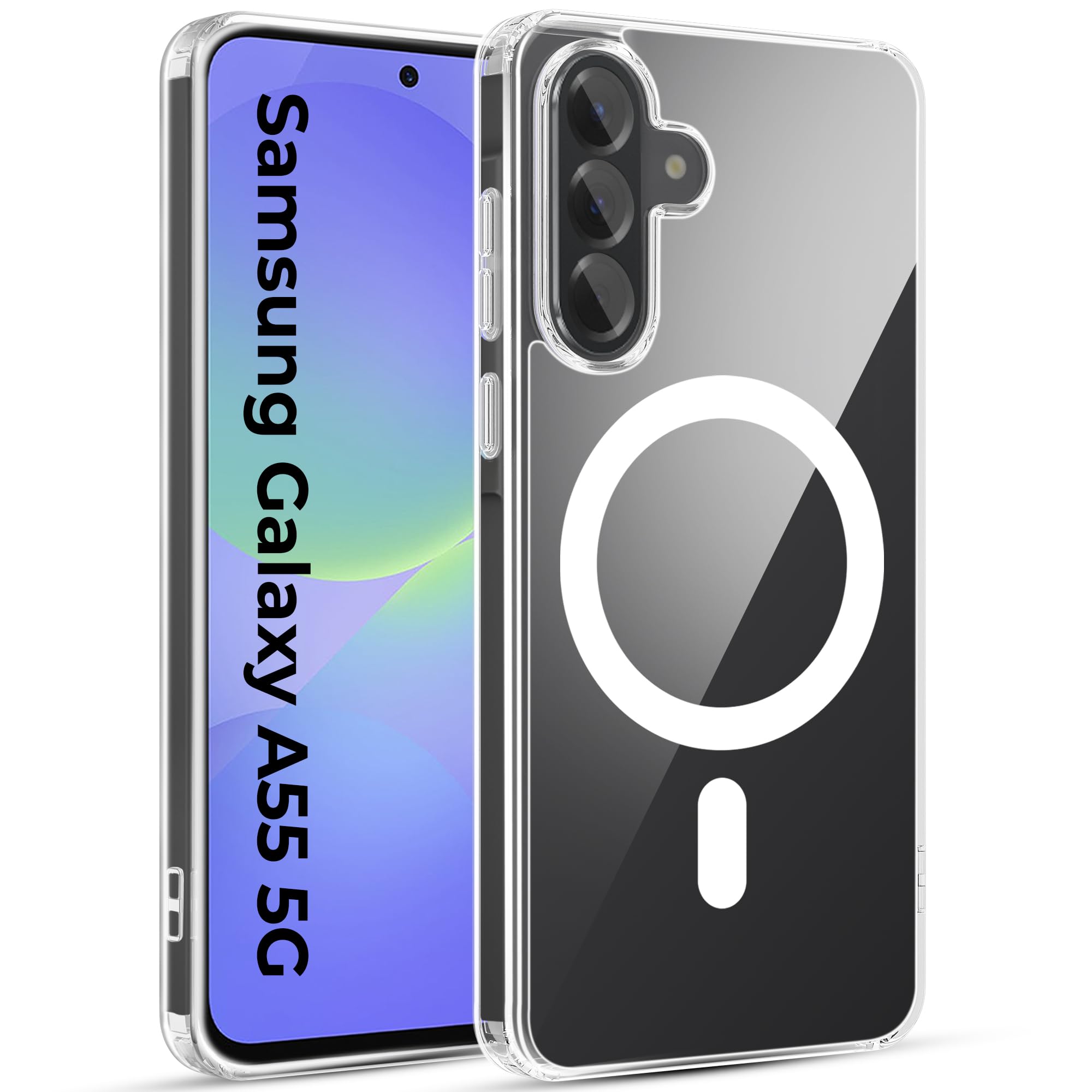 A rtistque TPU Clear Back Cover Case for Samsung Galaxy A55 5g Compatible with Mag-Safe|Transparent Case for Samsung Galaxy A55|Shockproof|Protective Design|Samsung A55 Mobile Cover-Transparent