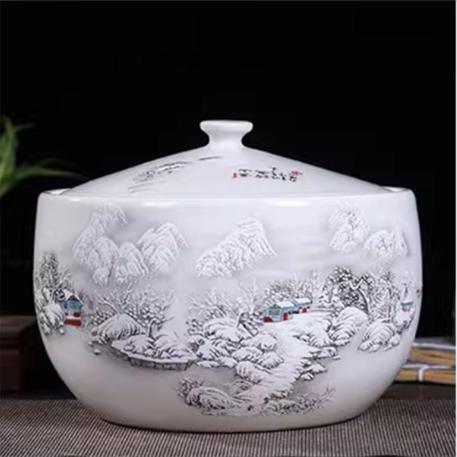 IXTREGZJKM Rice Storage Container, Grain Dispenser, Large Airtight Storage Container, Flour Container, Airtight Food Storage Container with Lid, Ceramic Rice Box, Ceramic Rice Jar with Lid E 2.5kg