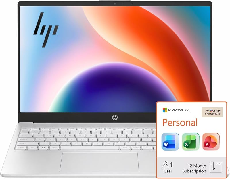 HP Everyday 8GB RAM Laptop Computer, 64GB SSD Storage, Intel Quad-Core Processor, Fast Charge, Copilot AI Windows 11S no Mouse