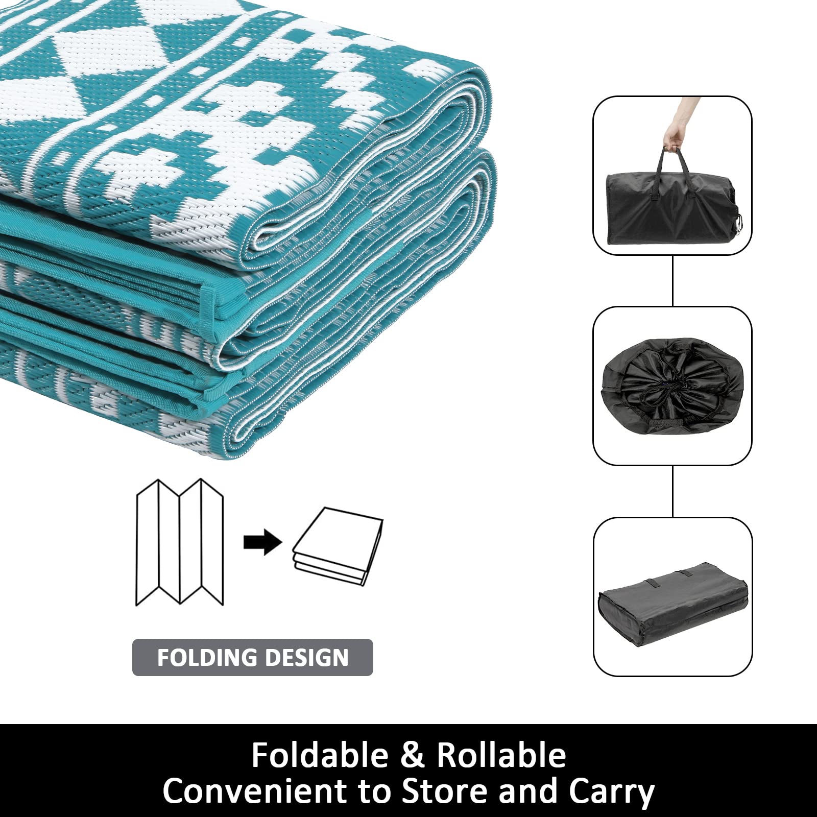 Ileading Outdoor Plastic Straw Rug 6x9Ft Waterproof Outdoor Rugs for Patios Reversible Portable Outdoor Area Rug Mat Large Floor Mat and Rug for Clearance, Deck, Beach, Backyard, Porch